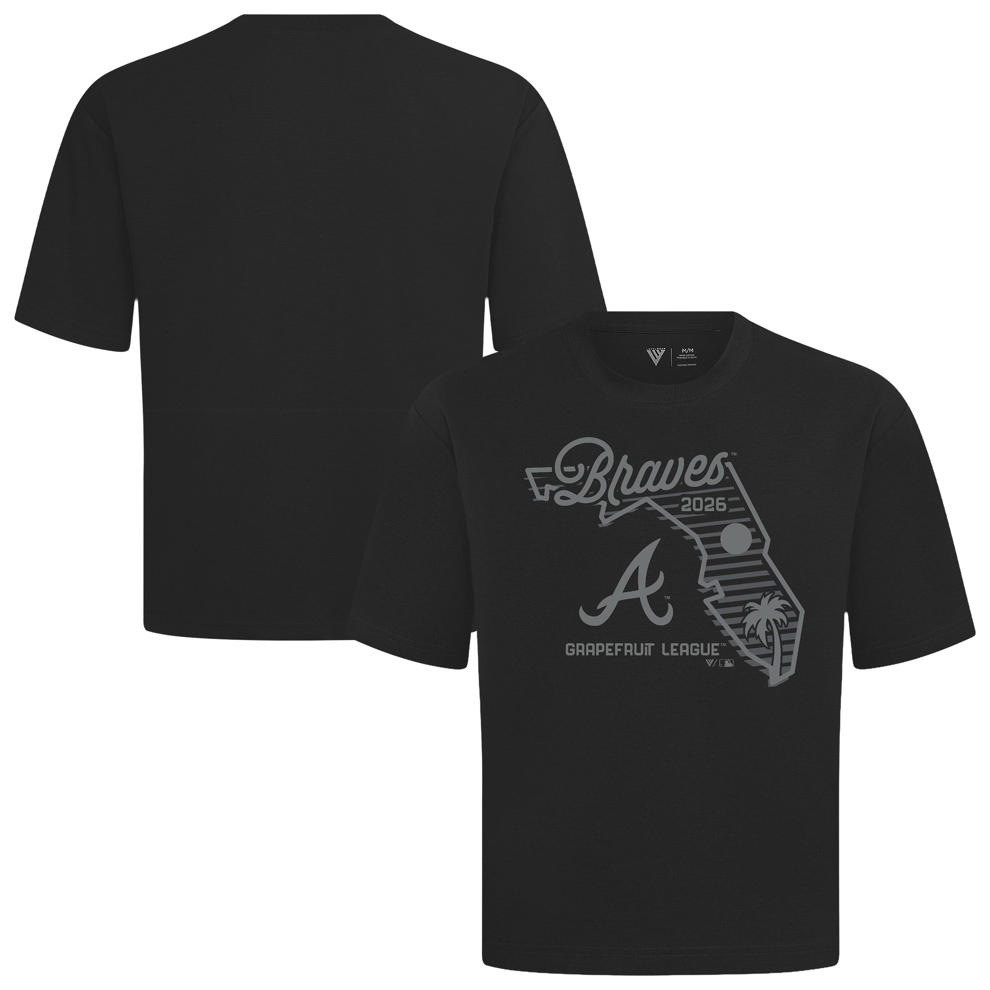 Men's Levelwear Black Atlanta Braves Sunrise Luxe Signature Knit T-Shirt