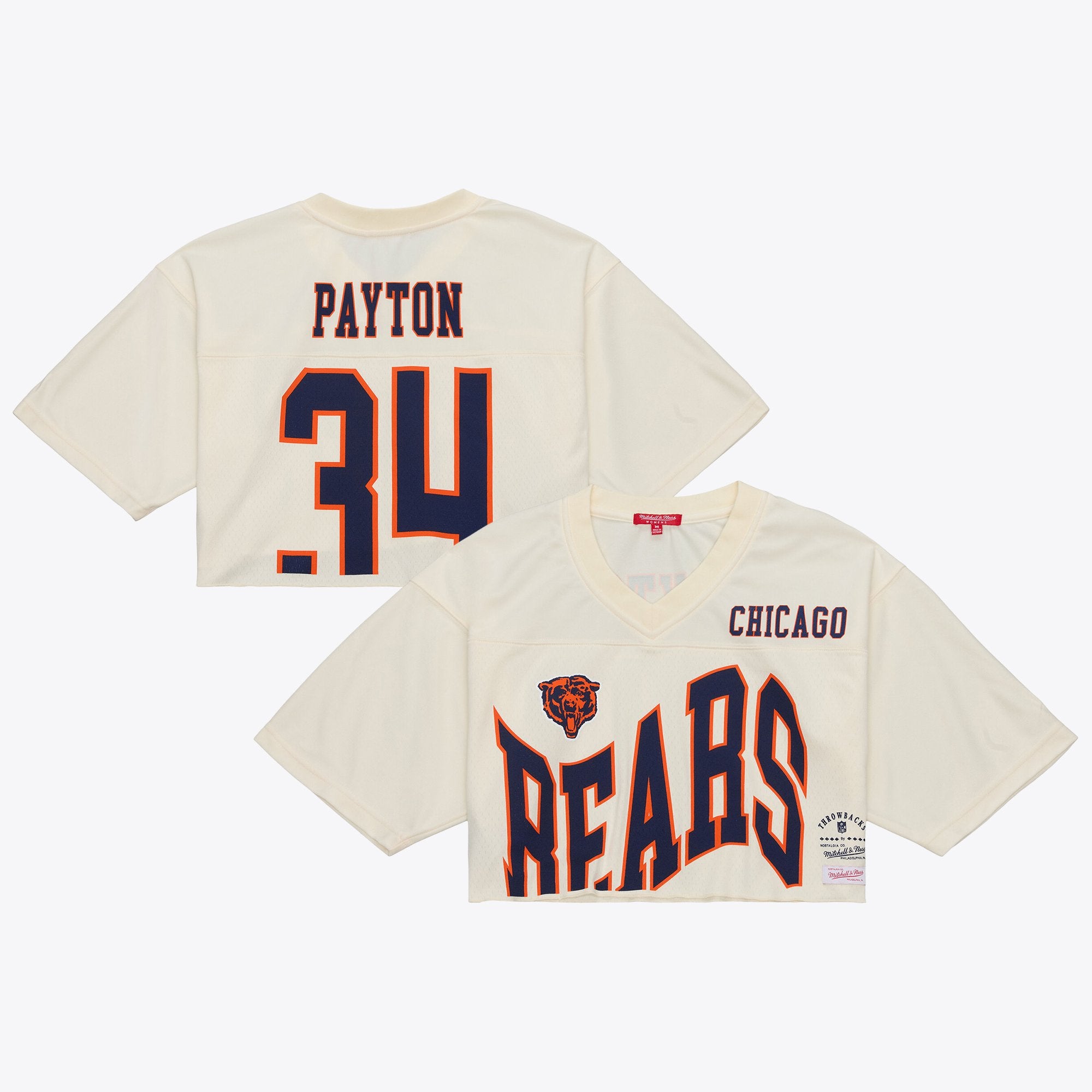 Women's Mitchell & Ness Walter Payton Cream Chicago Bears Retired Player Cropped Fashion Jersey