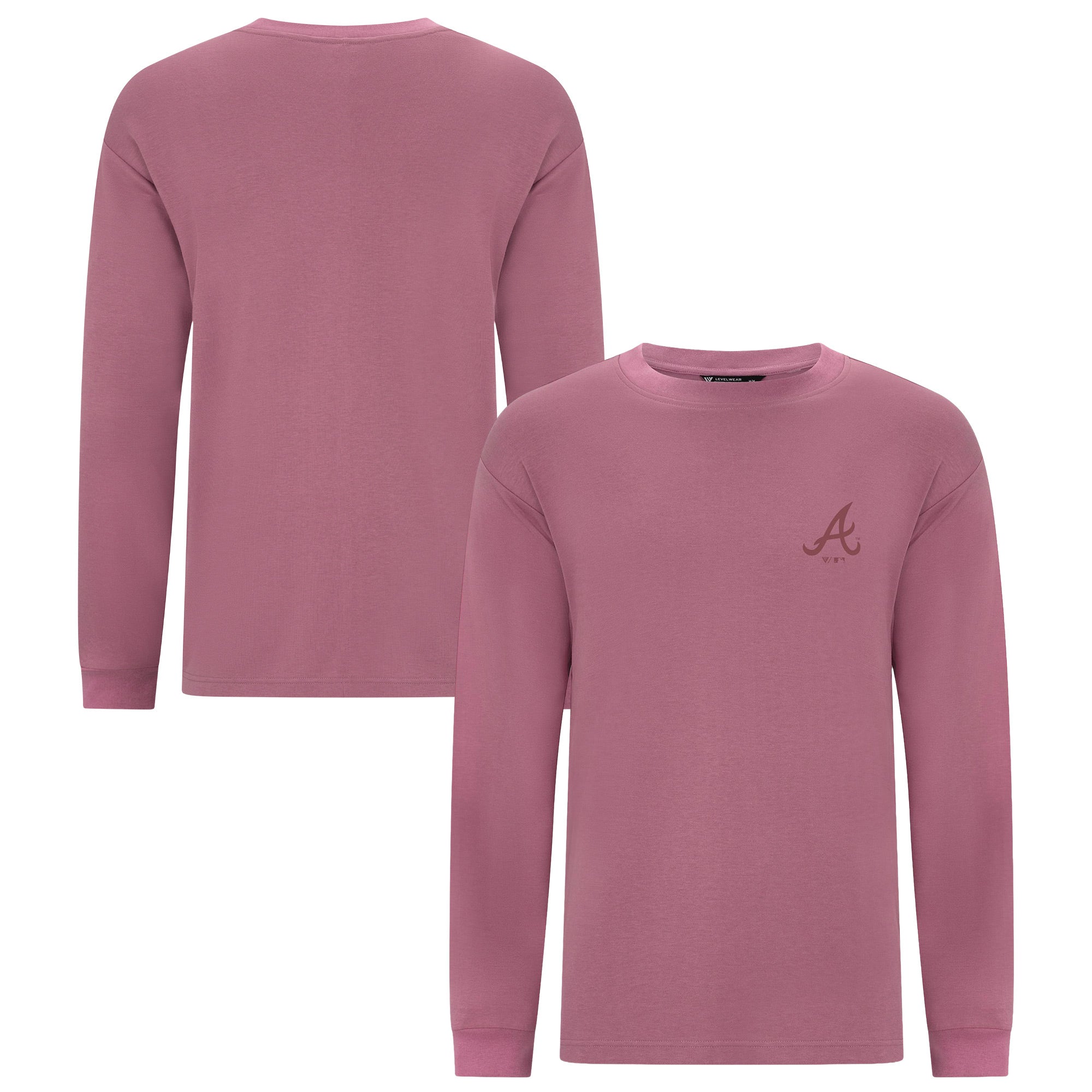 Men's Levelwear Pink Atlanta Braves Bridal Rose Luxe Signature Long Sleeve T-Shirt