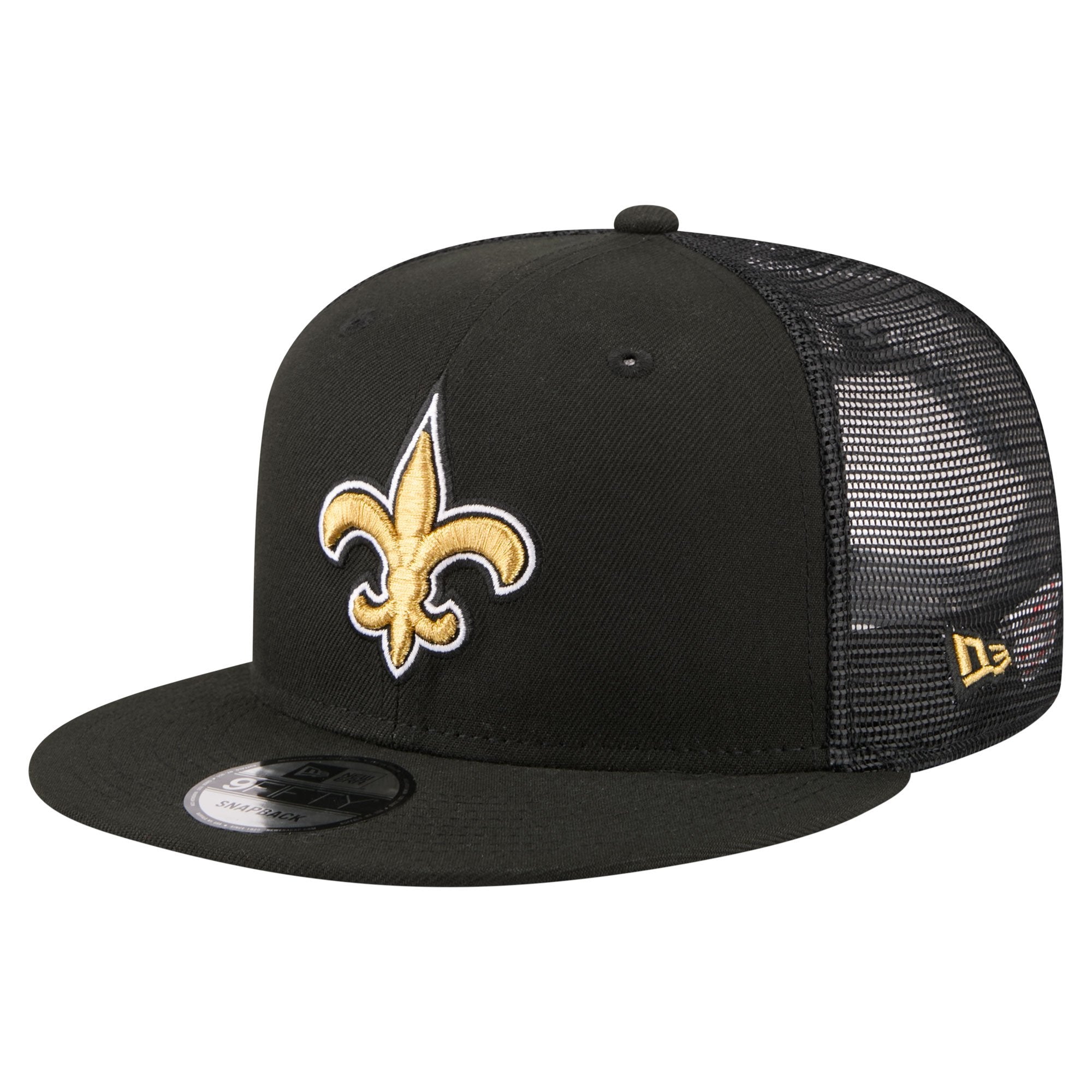Men's New Era  Black New Orleans Saints Core Team 9FIFTY Trucker Snapback Hat