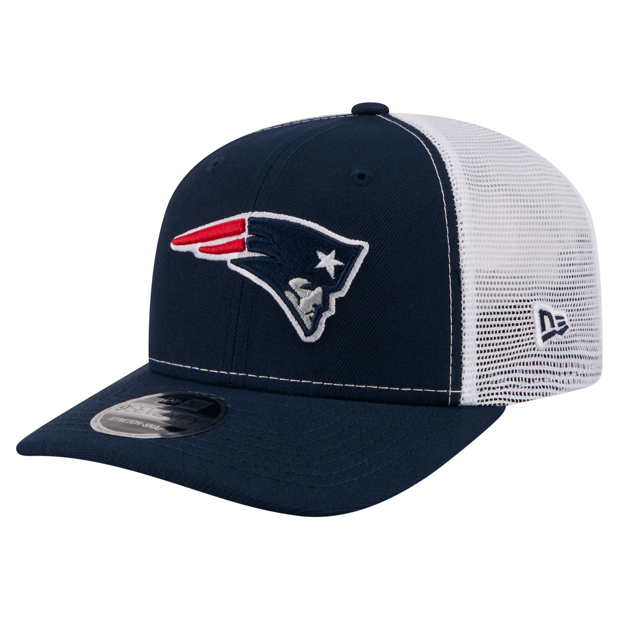 Men's New Era  Navy New England Patriots 9SEVENTY Trucker Adjustable Hat