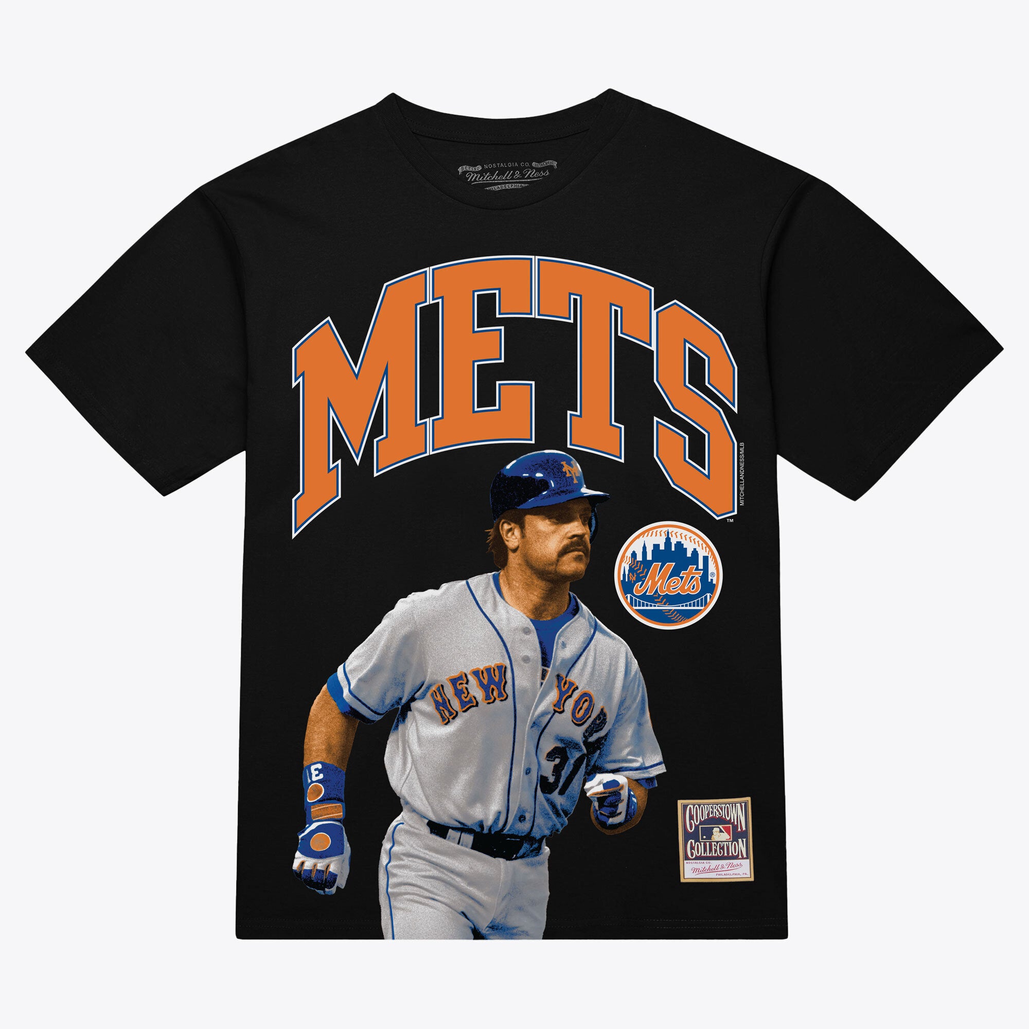 Men's Mitchell & Ness Mike Piazza Black New York Mets Photo Arch Player Graphic T-Shirt