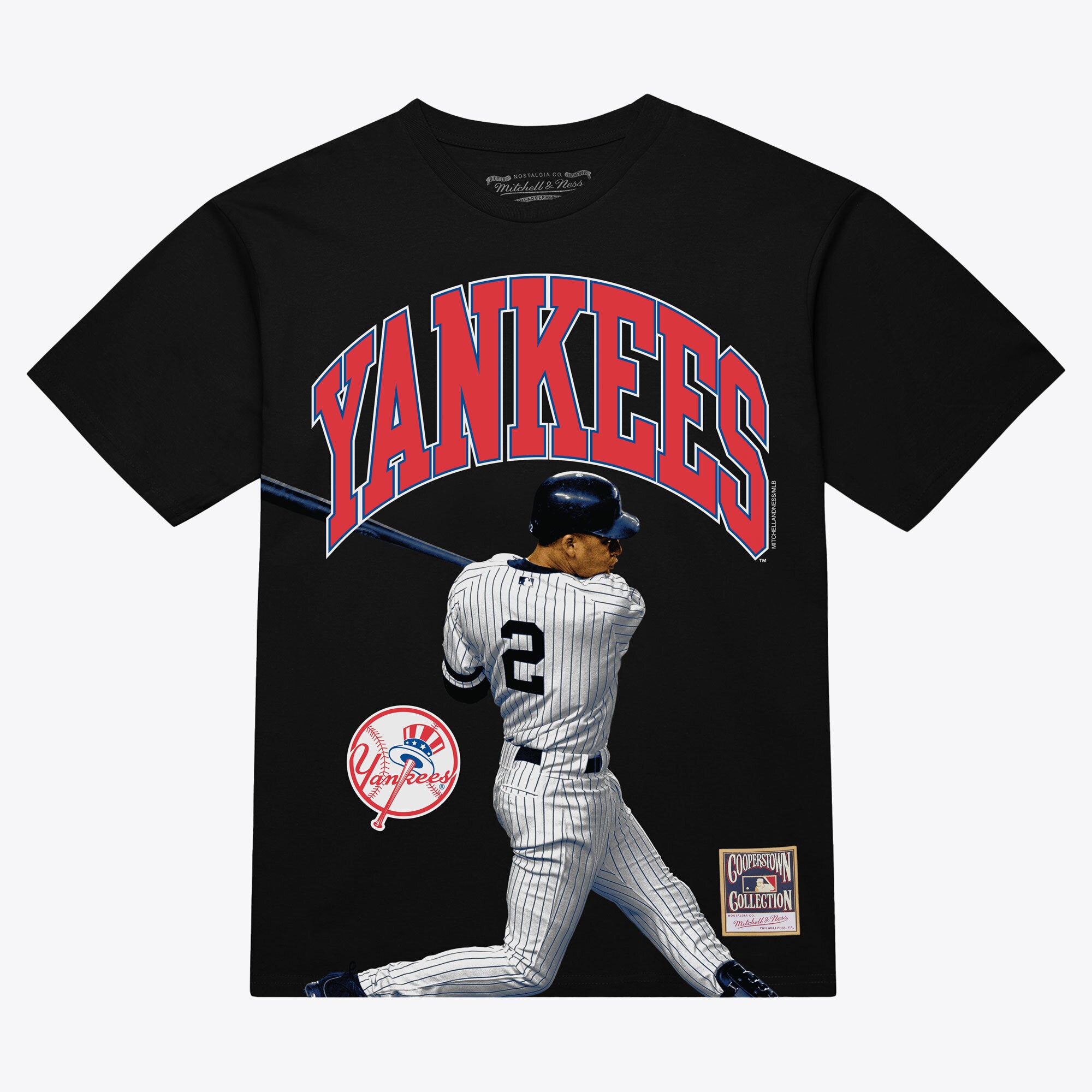 Men's Mitchell & Ness Derek Jeter Black New York Yankees Photo Arch Player Graphic T-Shirt