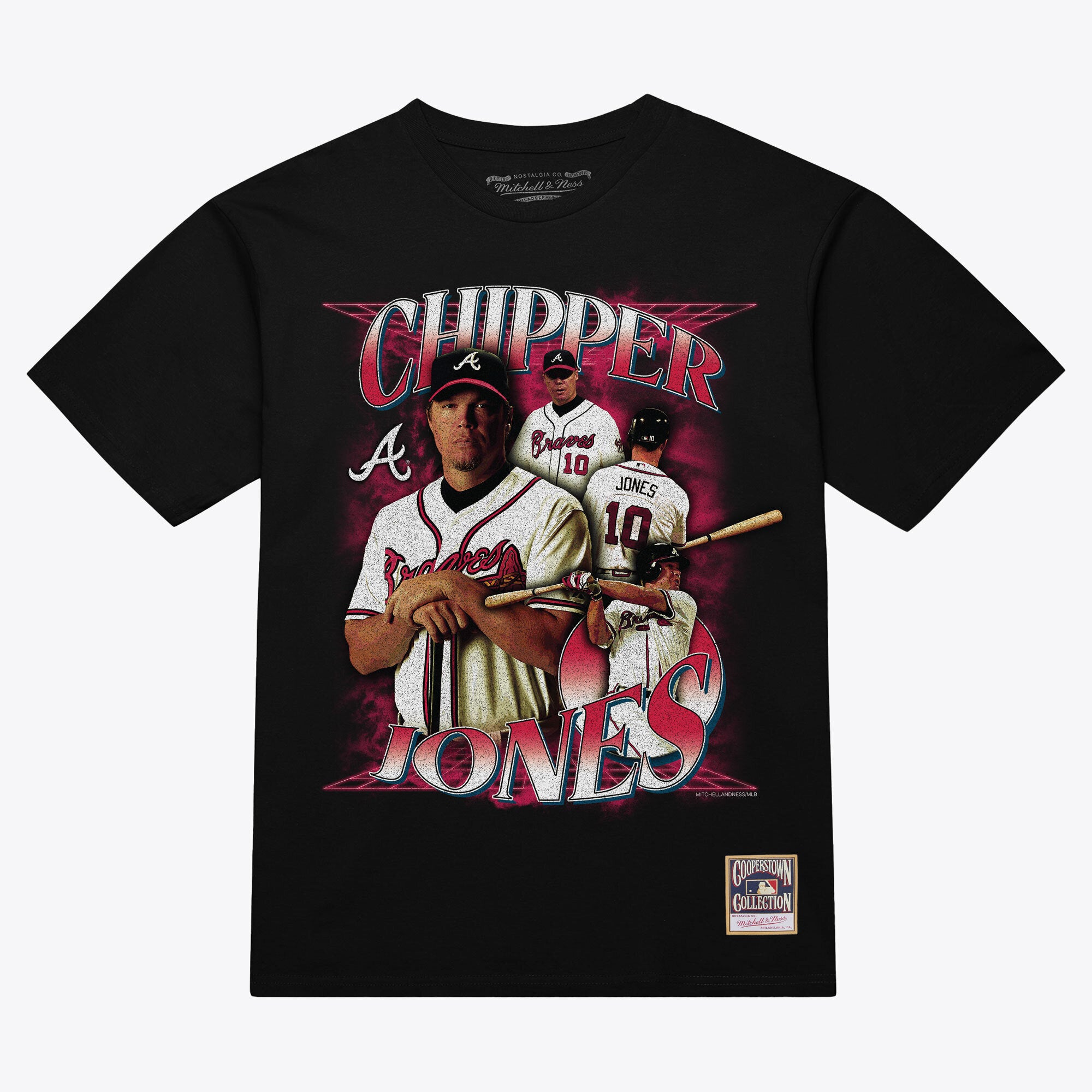 Men's Mitchell & Ness Chipper Jones Black Atlanta Braves Legendary Collage Player T-Shirt