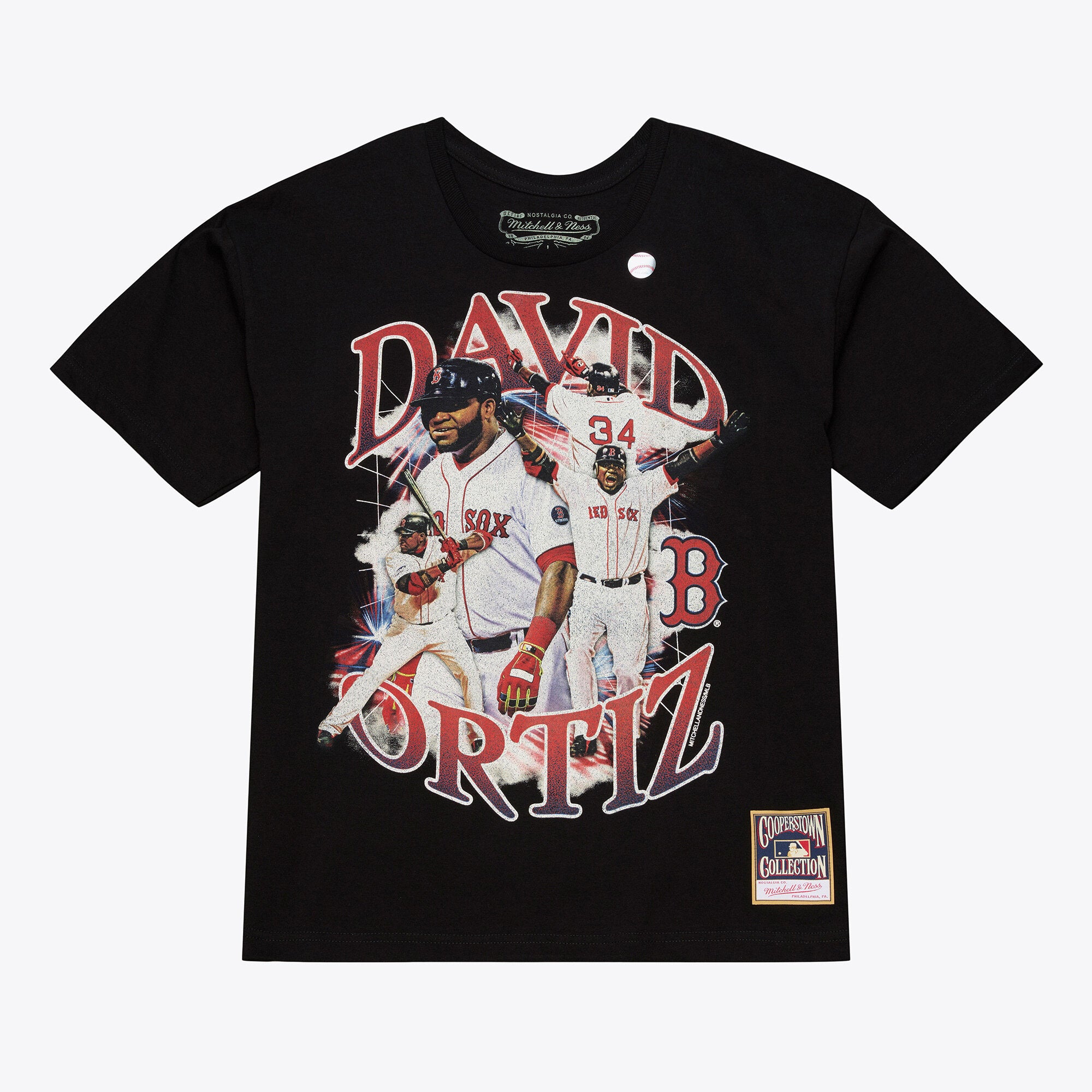 Men's Mitchell & Ness David Ortiz Black Boston Red Sox Legendary Collage Player T-Shirt