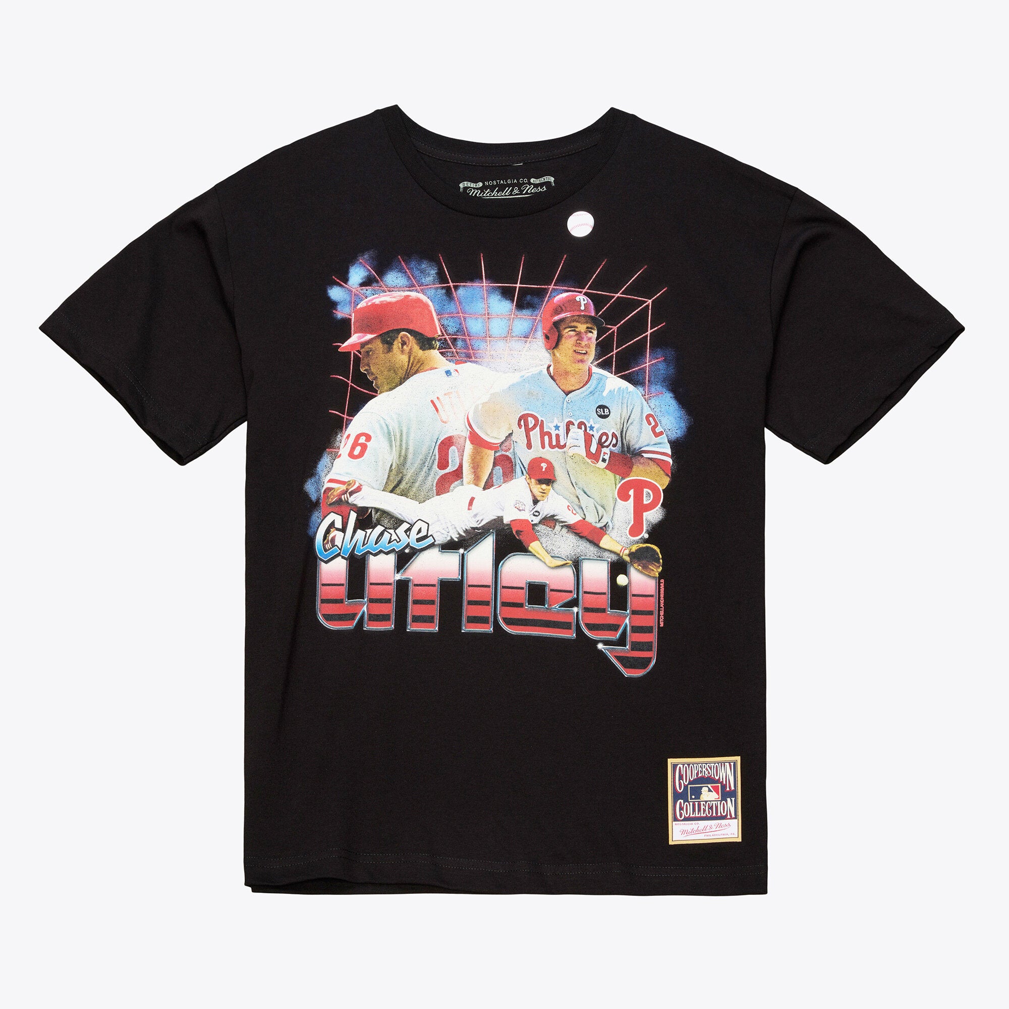 Men's Mitchell & Ness Chase Utley Black Philadelphia Phillies Legendary Collage Player T-Shirt