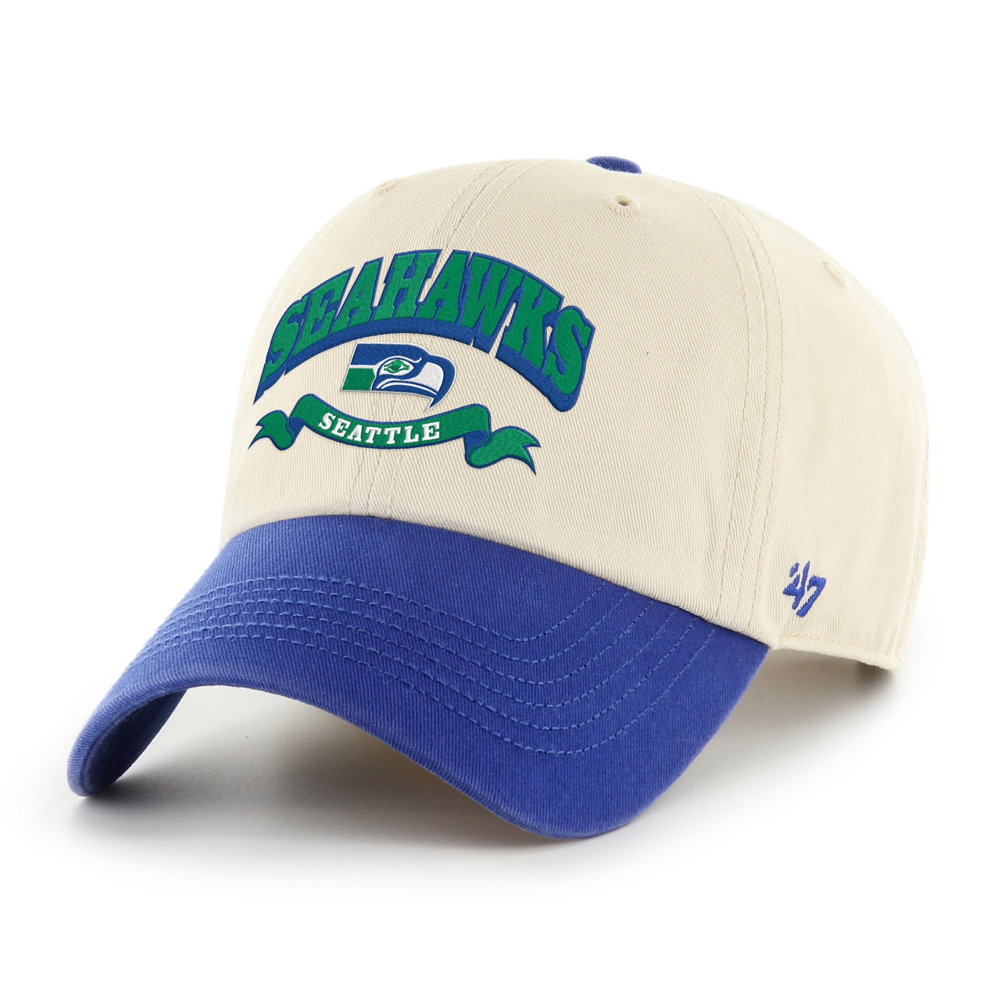 Men's '47  Natural/Royal Seattle Seahawks Two-Tone Clean Up Adjustable Hat