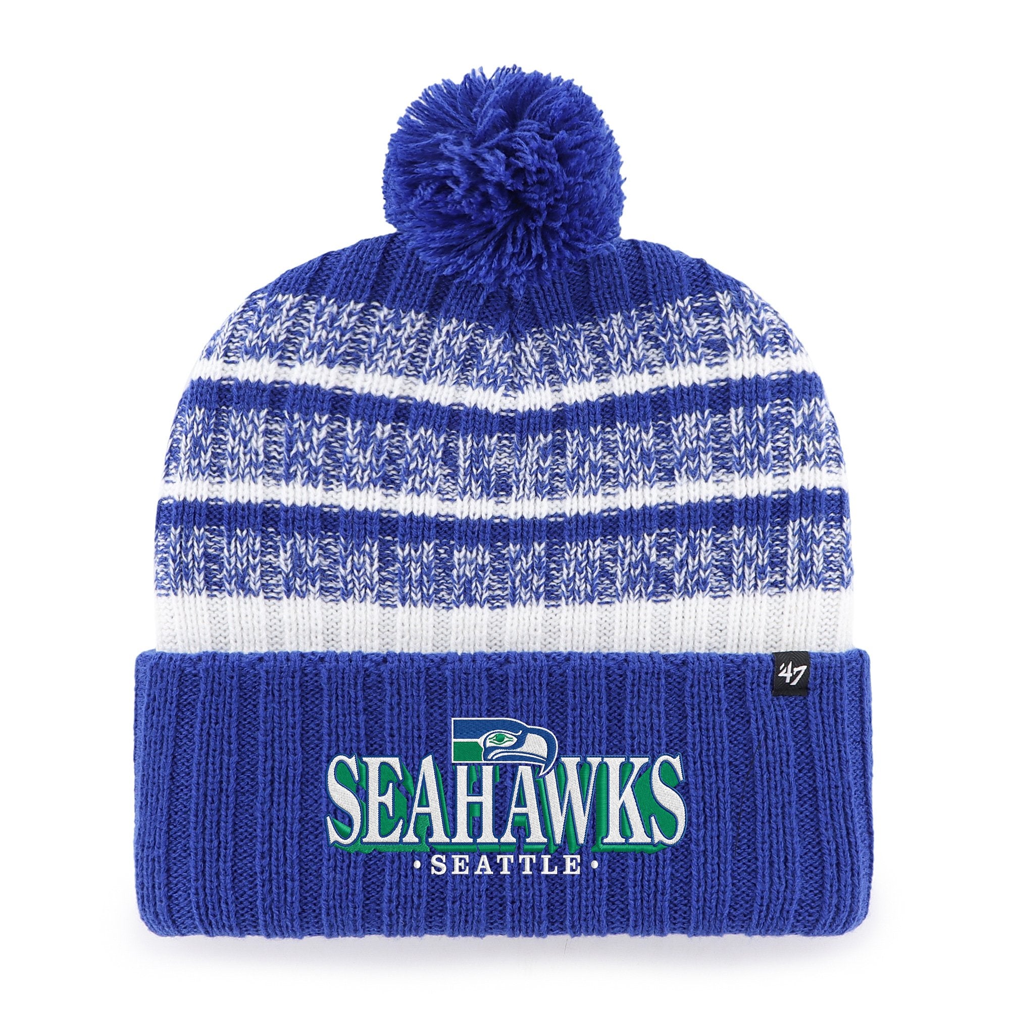 Men's '47  Royal Seattle Seahawks Region Cuffed Knit Hat with Pom
