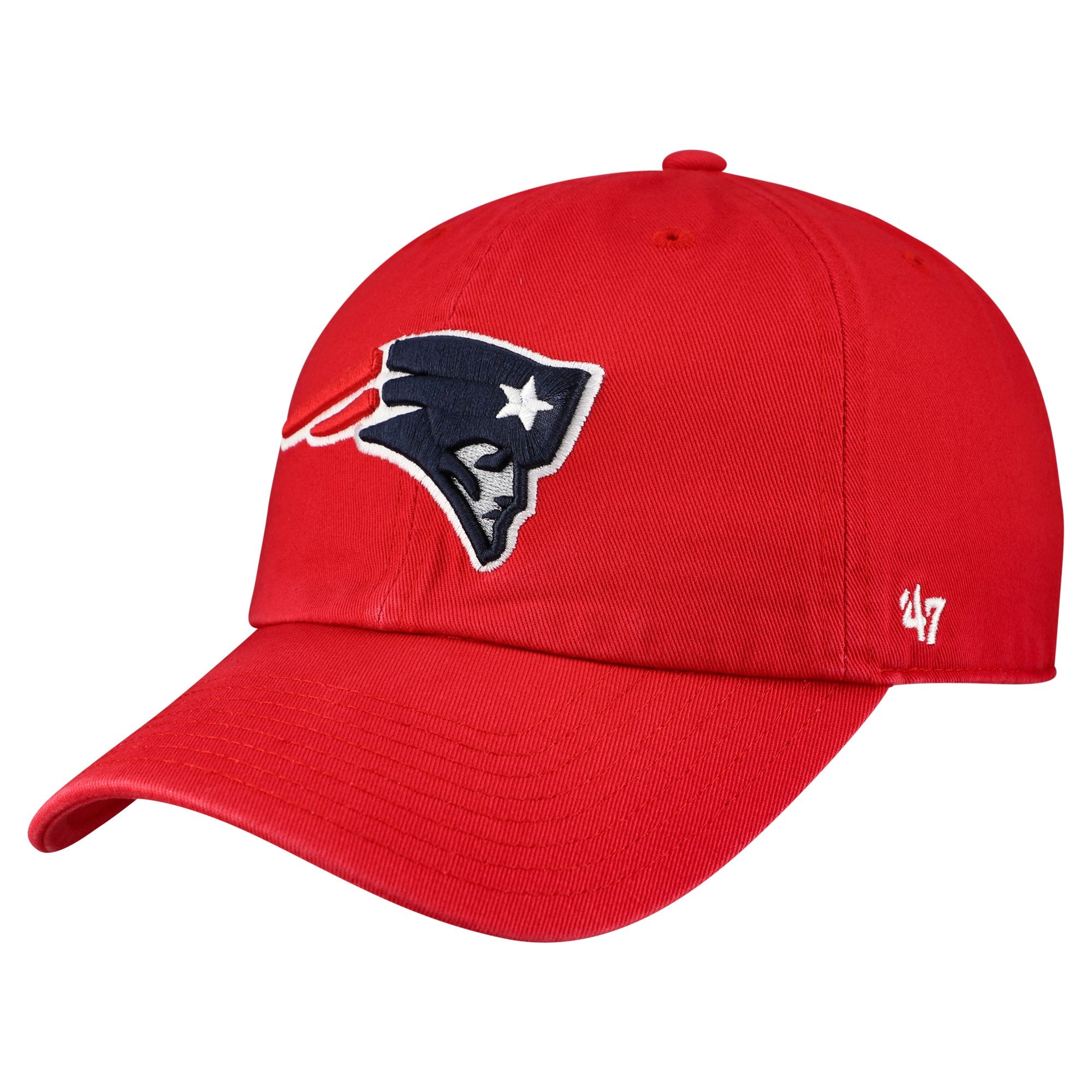 Men's '47 Red New England Patriots Clean Up Primary Logo Adjustable Hat
