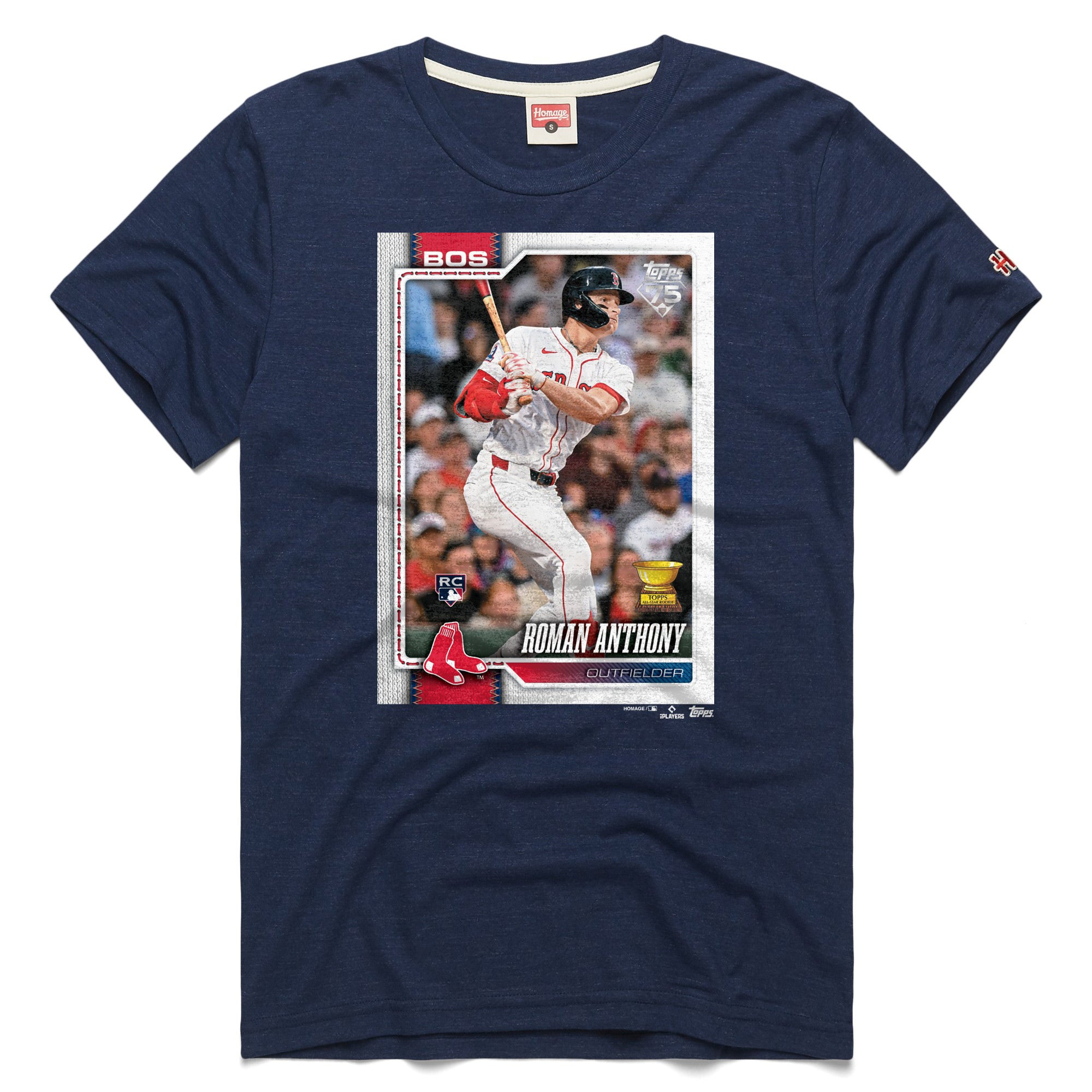 Men's Homage Roman Anthony Navy Boston Red Sox Topps Baseball Card Tri-Blend T-Shirt