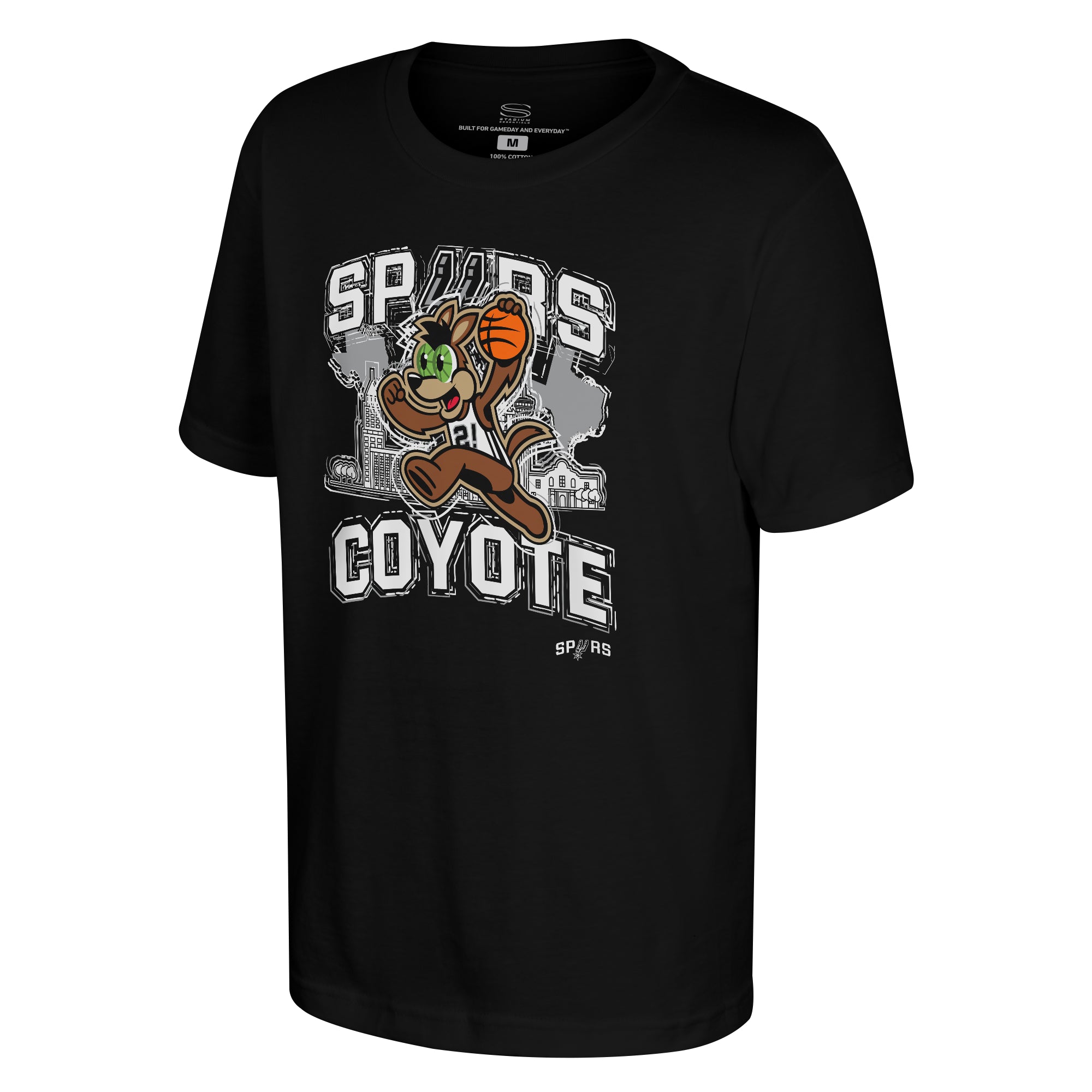 Youth Stadium Essentials  Black San Antonio Spurs Mascot City Elementized T-Shirt