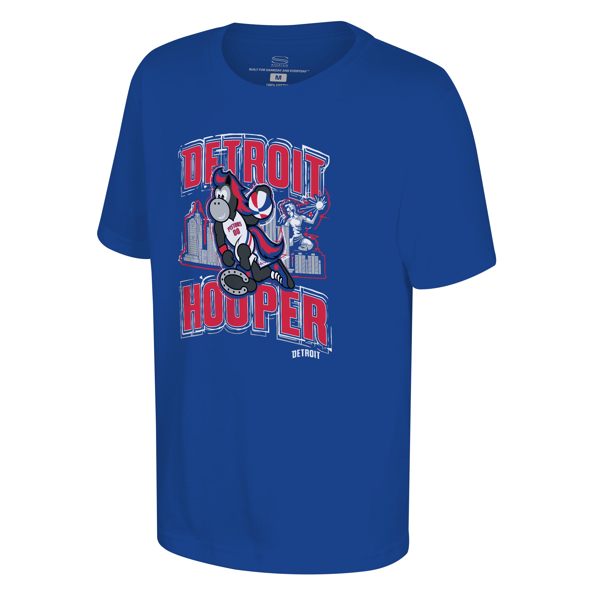 Youth Stadium Essentials  Blue Detroit Pistons Mascot City Elementized T-Shirt