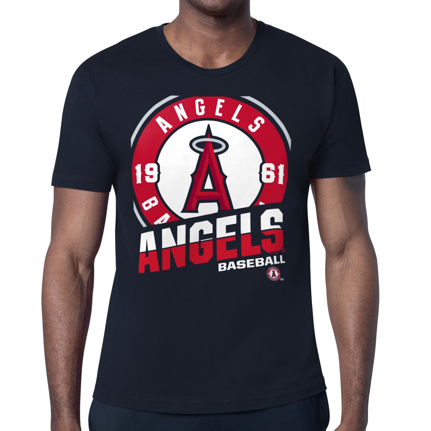 Men's Starter Navy Los Angeles Angels Logo Zoom T-Shirt