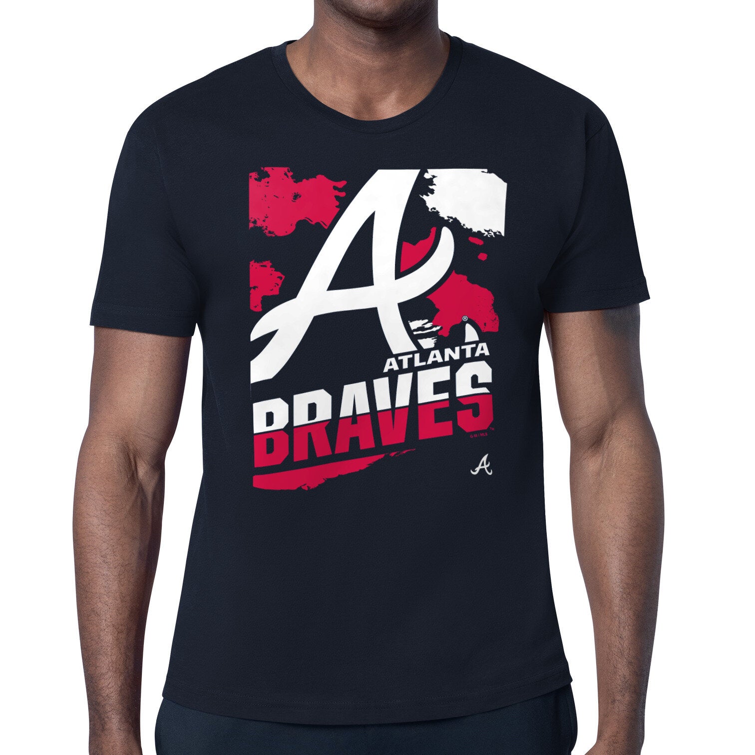 Men's Starter Navy Atlanta Braves Logo Zoom T-Shirt