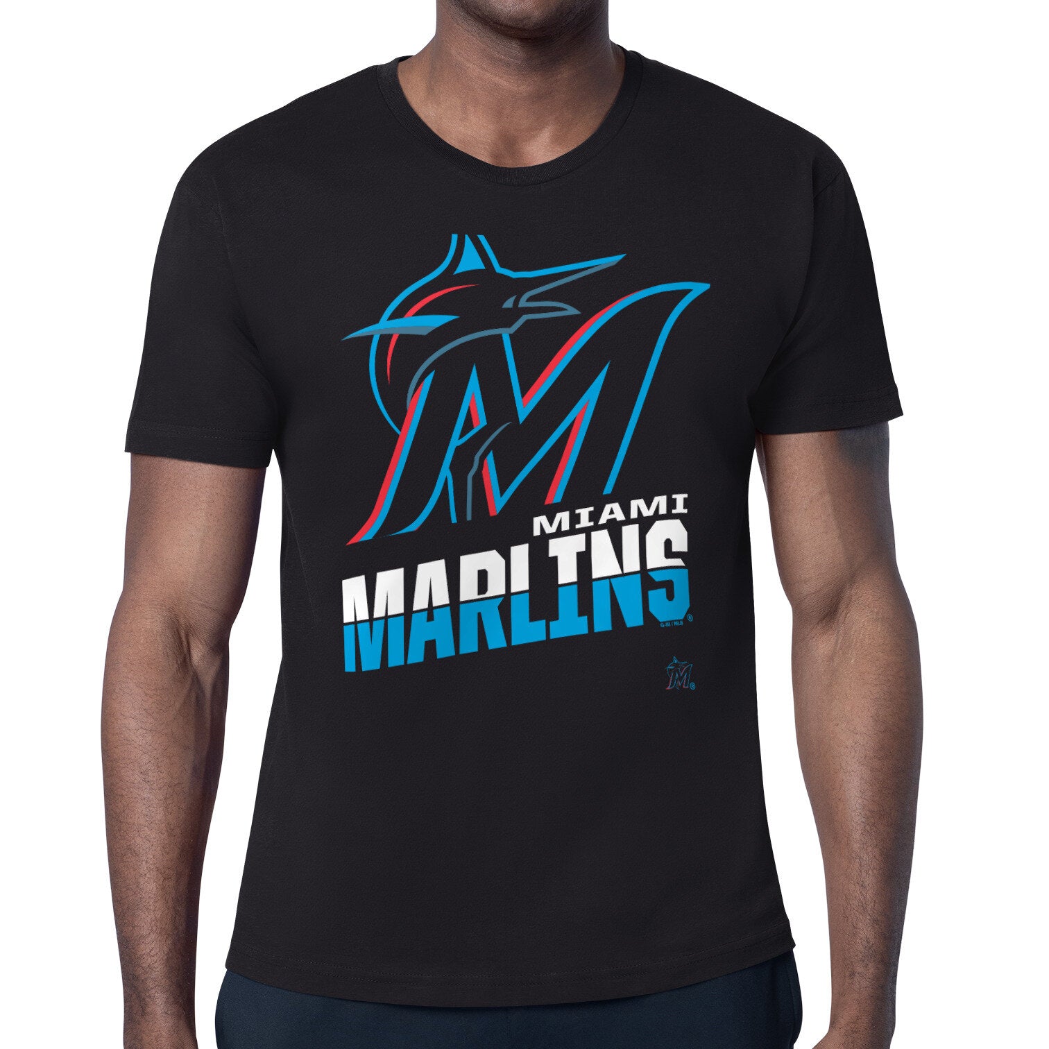 Men's Starter Black Miami Marlins Logo Zoom T-Shirt