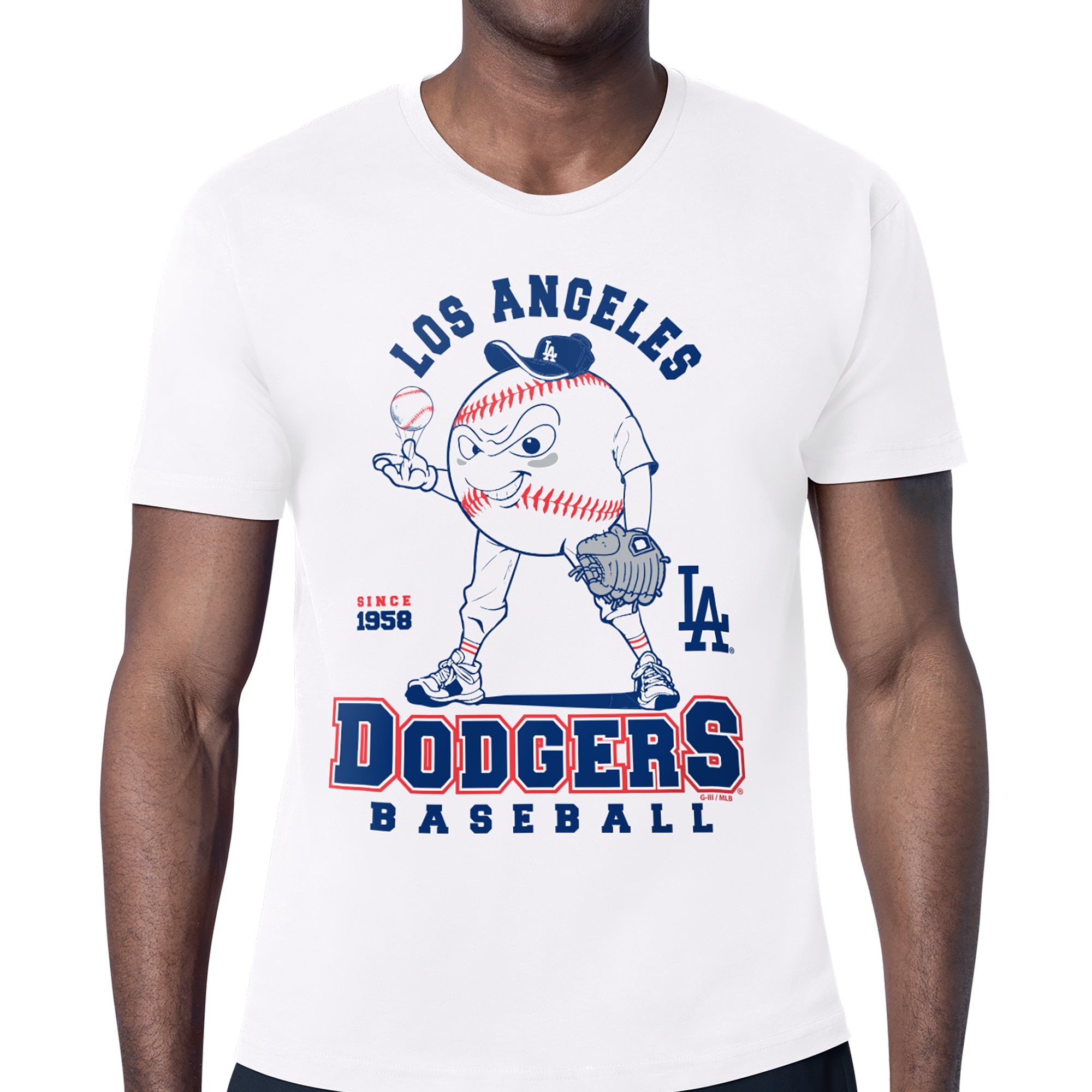 Men's Starter White Los Angeles Dodgers Baseball Character T-Shirt