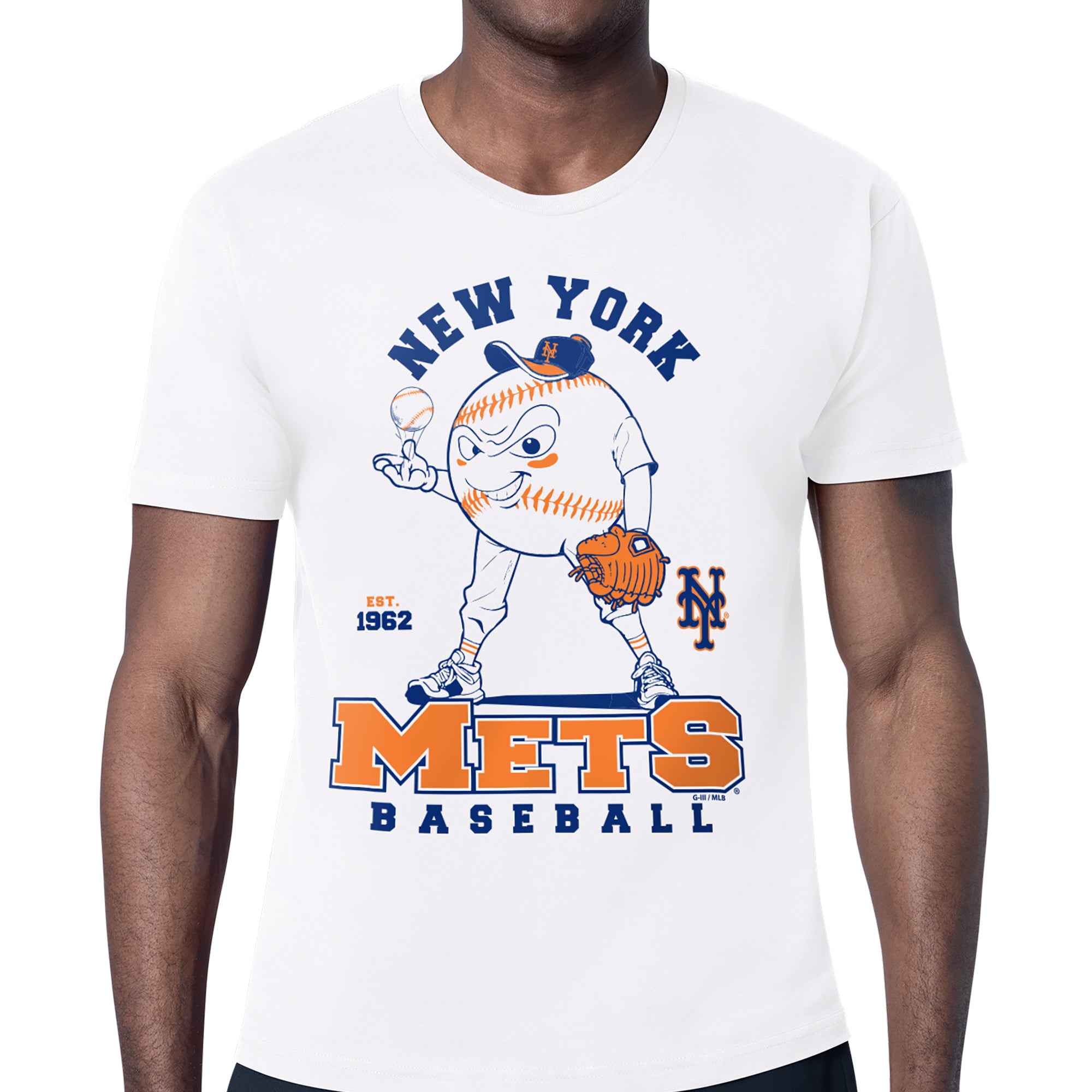 Men's Starter White New York Mets Baseball Character T-Shirt