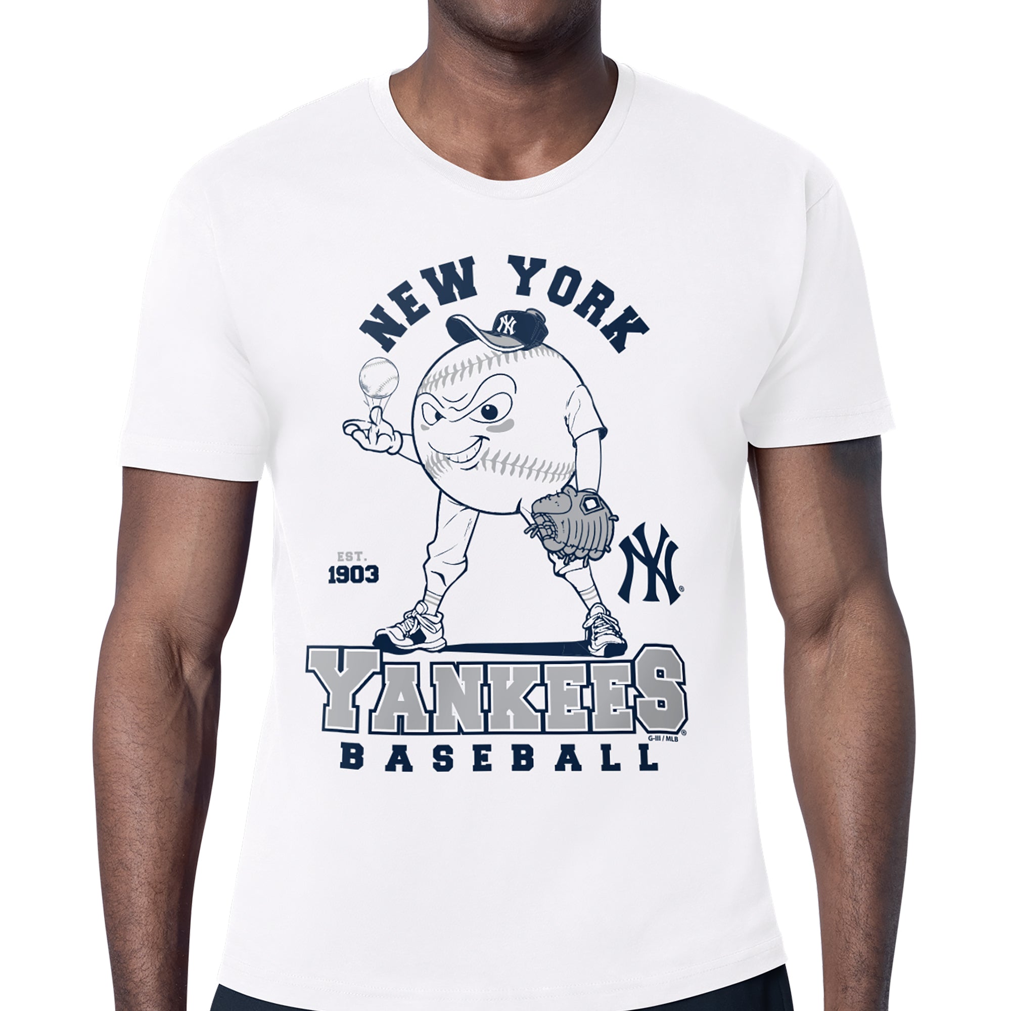 Men's Starter White New York Yankees Baseball Character T-Shirt