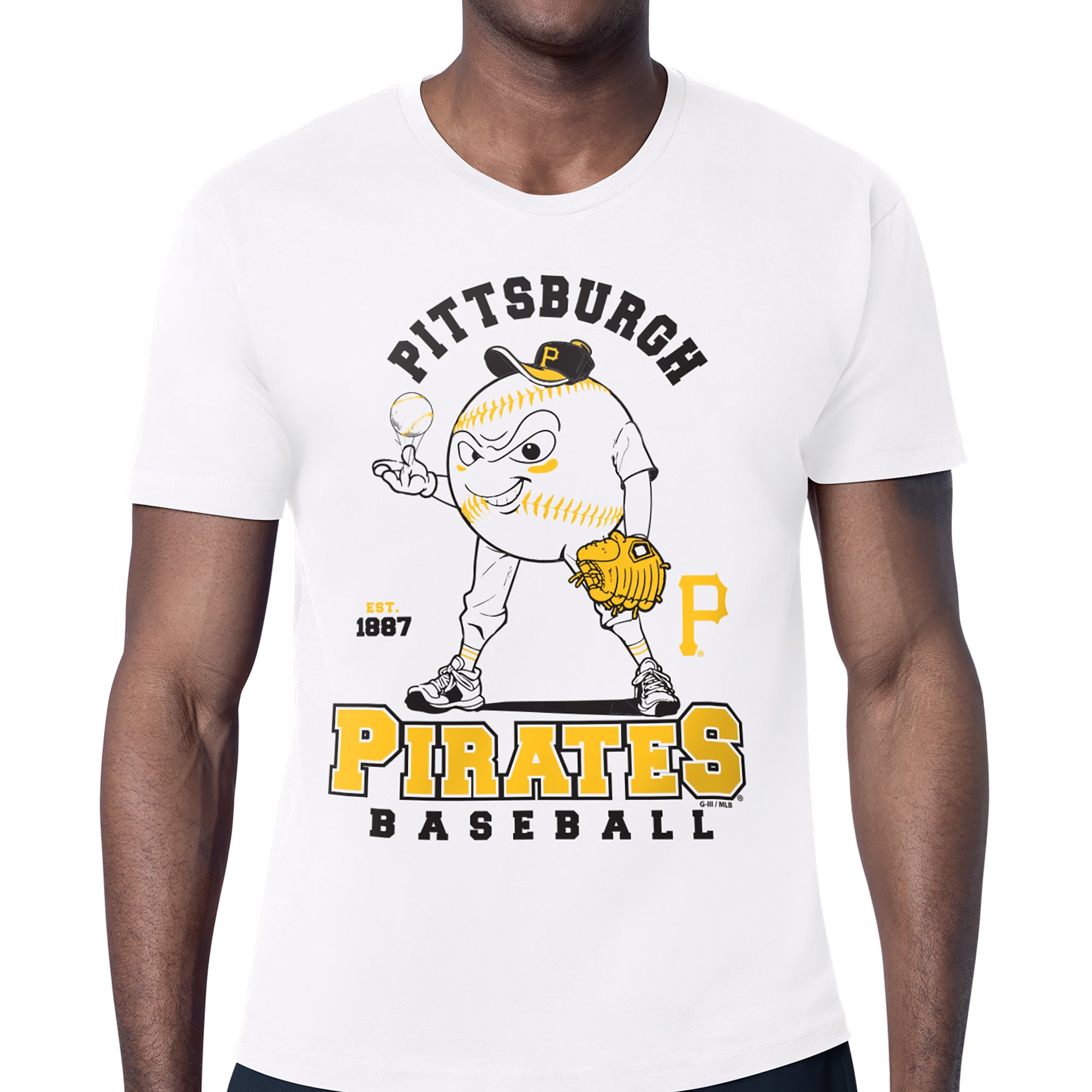 Men's Starter White Pittsburgh Pirates Baseball Character T-Shirt