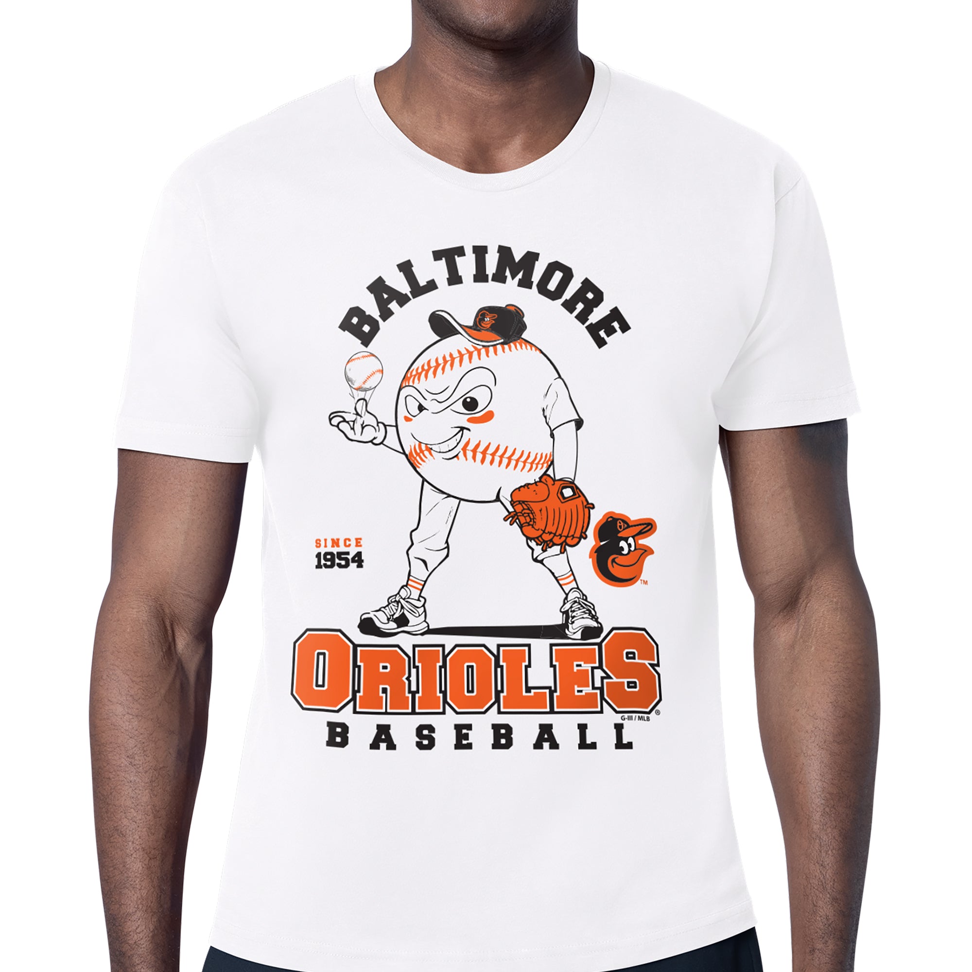 Men's Starter White Baltimore Orioles Baseball Character T-Shirt