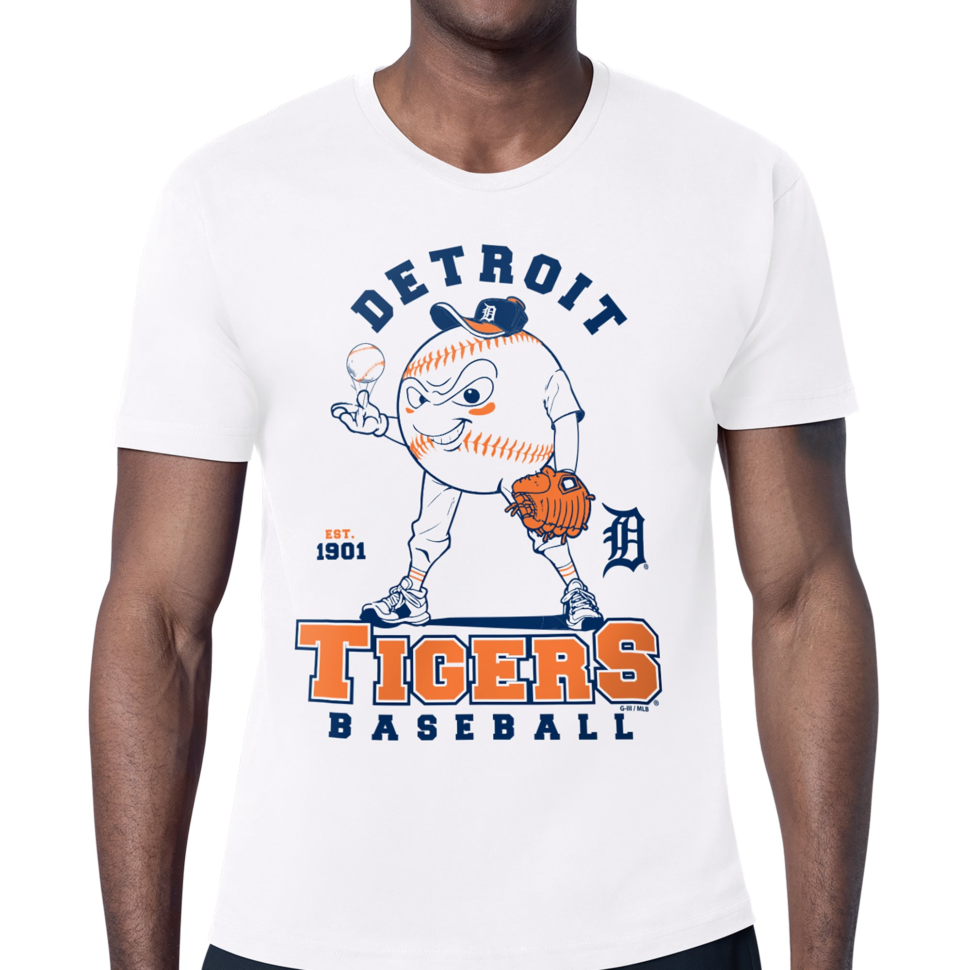 Men's Starter White Detroit Tigers Baseball Character T-Shirt