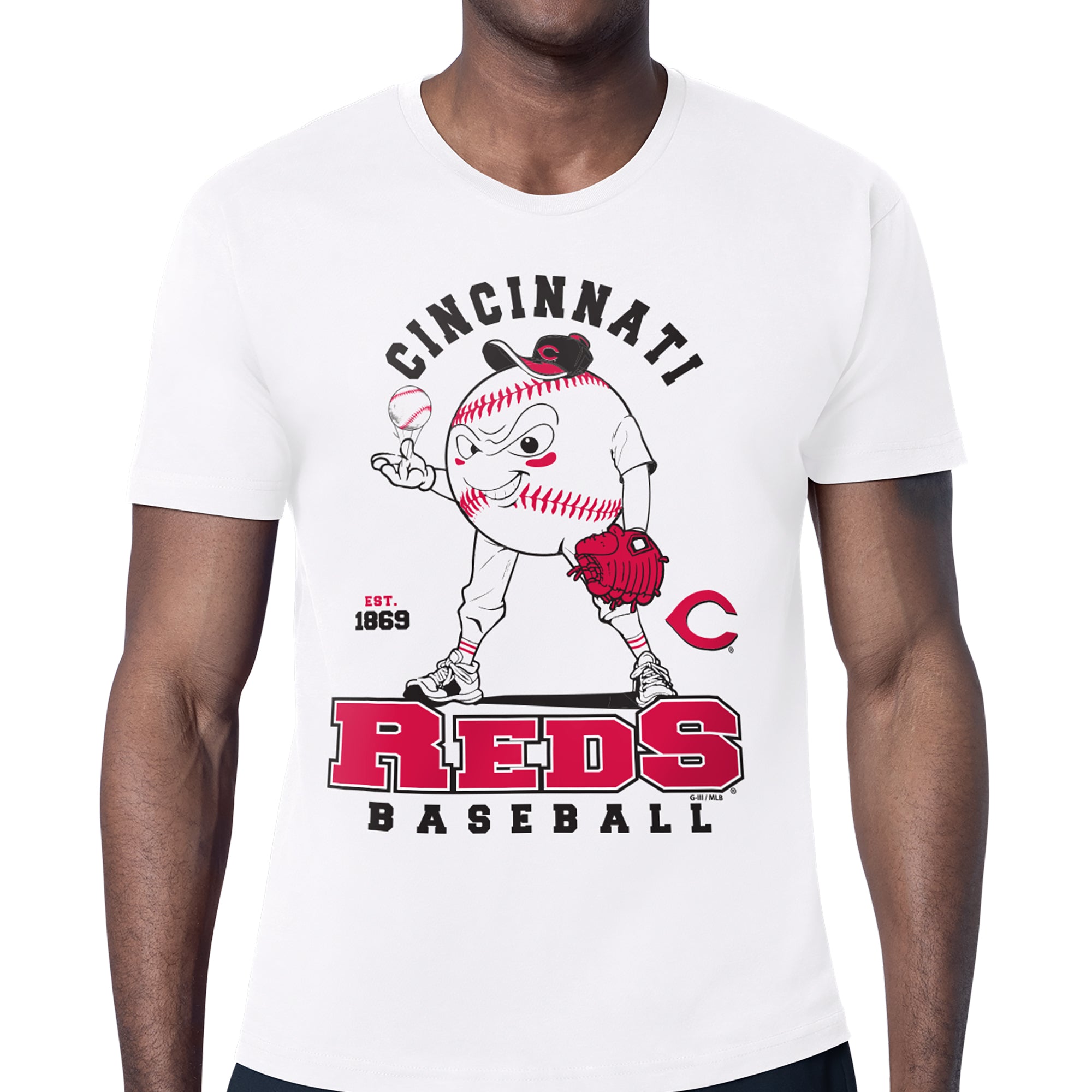 Men's Starter White Cincinnati Reds Baseball Character T-Shirt
