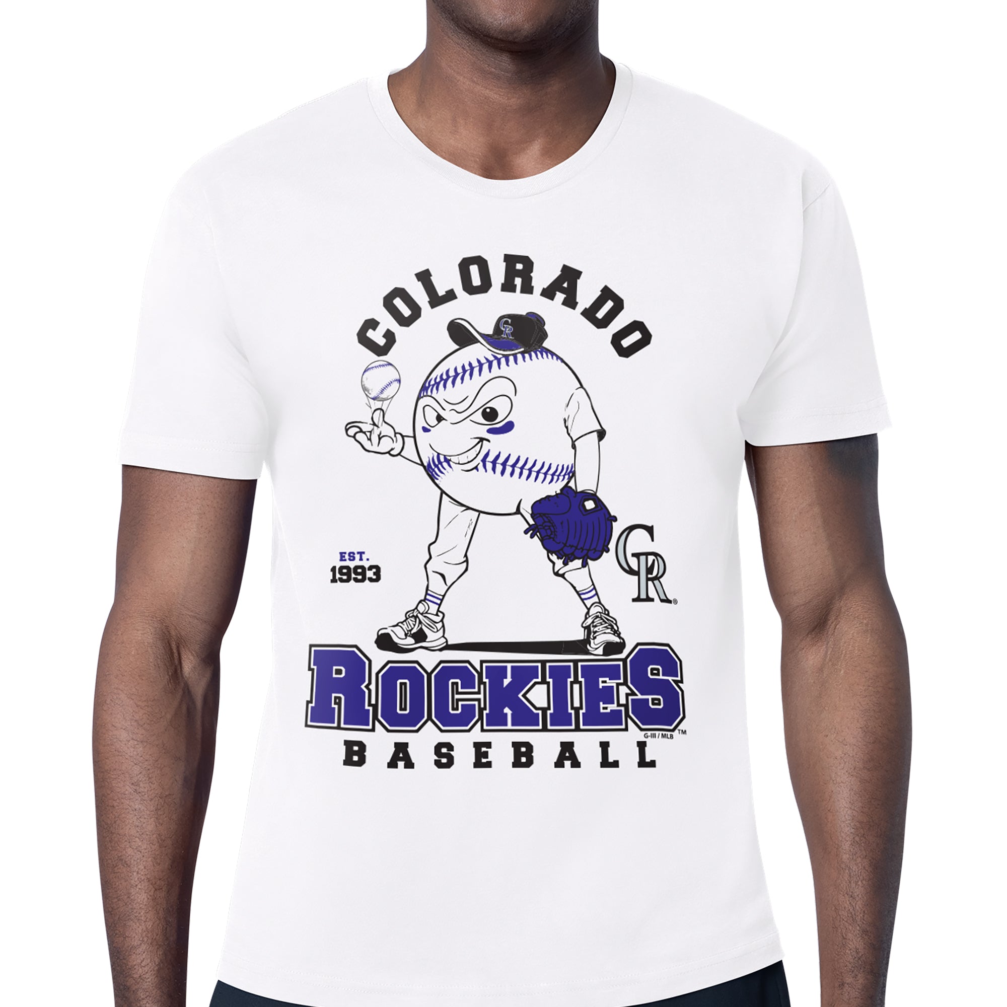 Men's Starter White Colorado Rockies Baseball Character T-Shirt