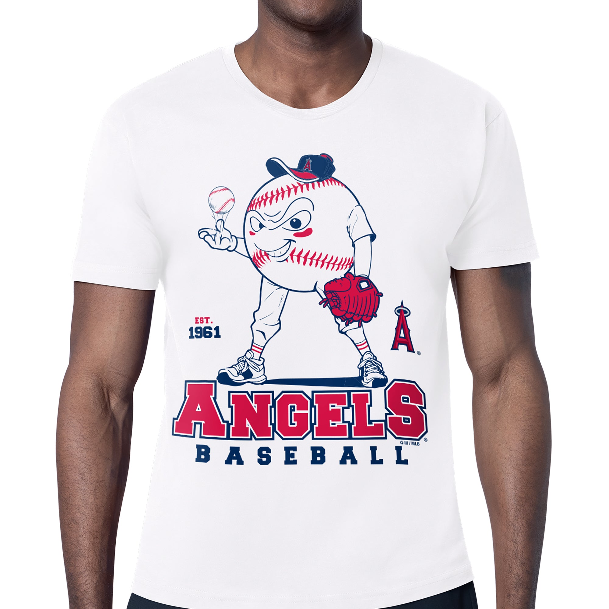 Men's Starter White Los Angeles Angels Baseball Character T-Shirt