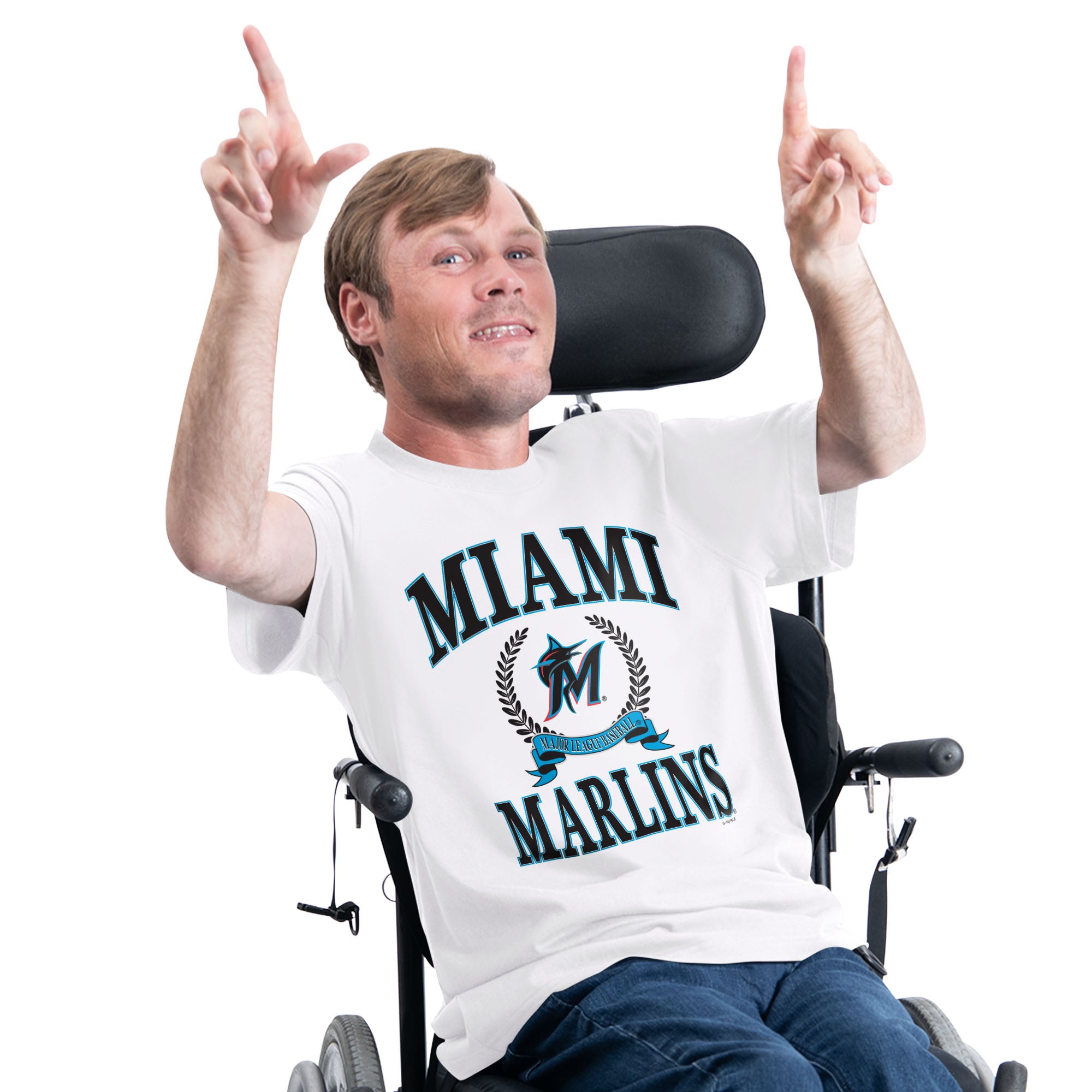 Men's Starter White Miami Marlins Adaptive Team Laurel T-Shirt