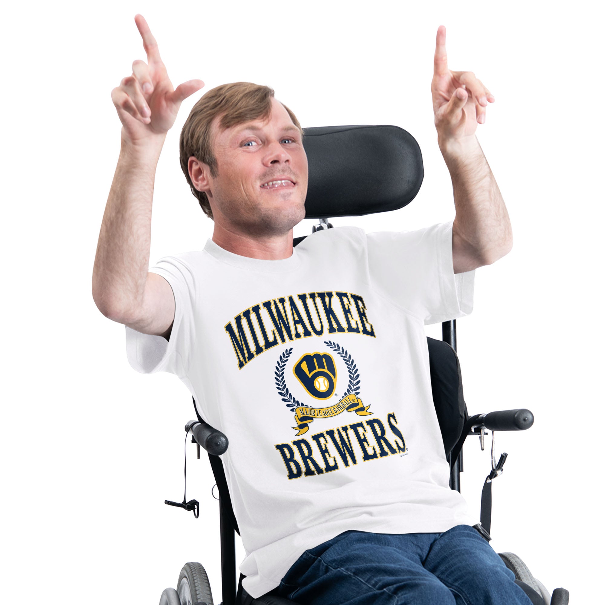 Men's Starter White Milwaukee Brewers Adaptive Team Laurel T-Shirt