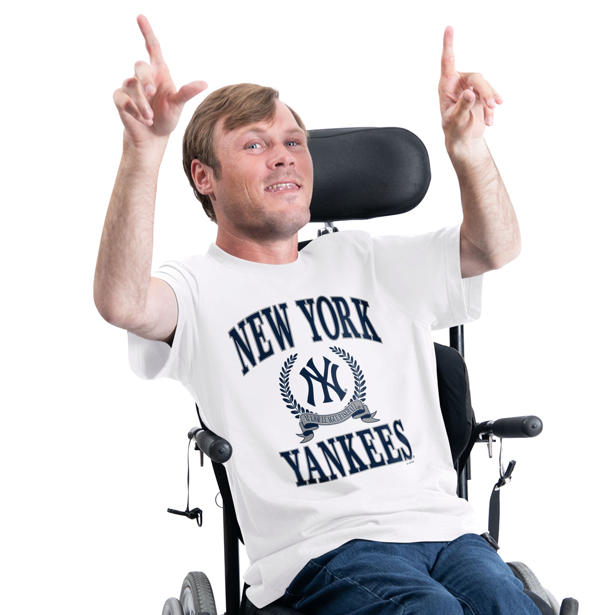 Men's Starter White New York Yankees Adaptive Team Laurel T-Shirt