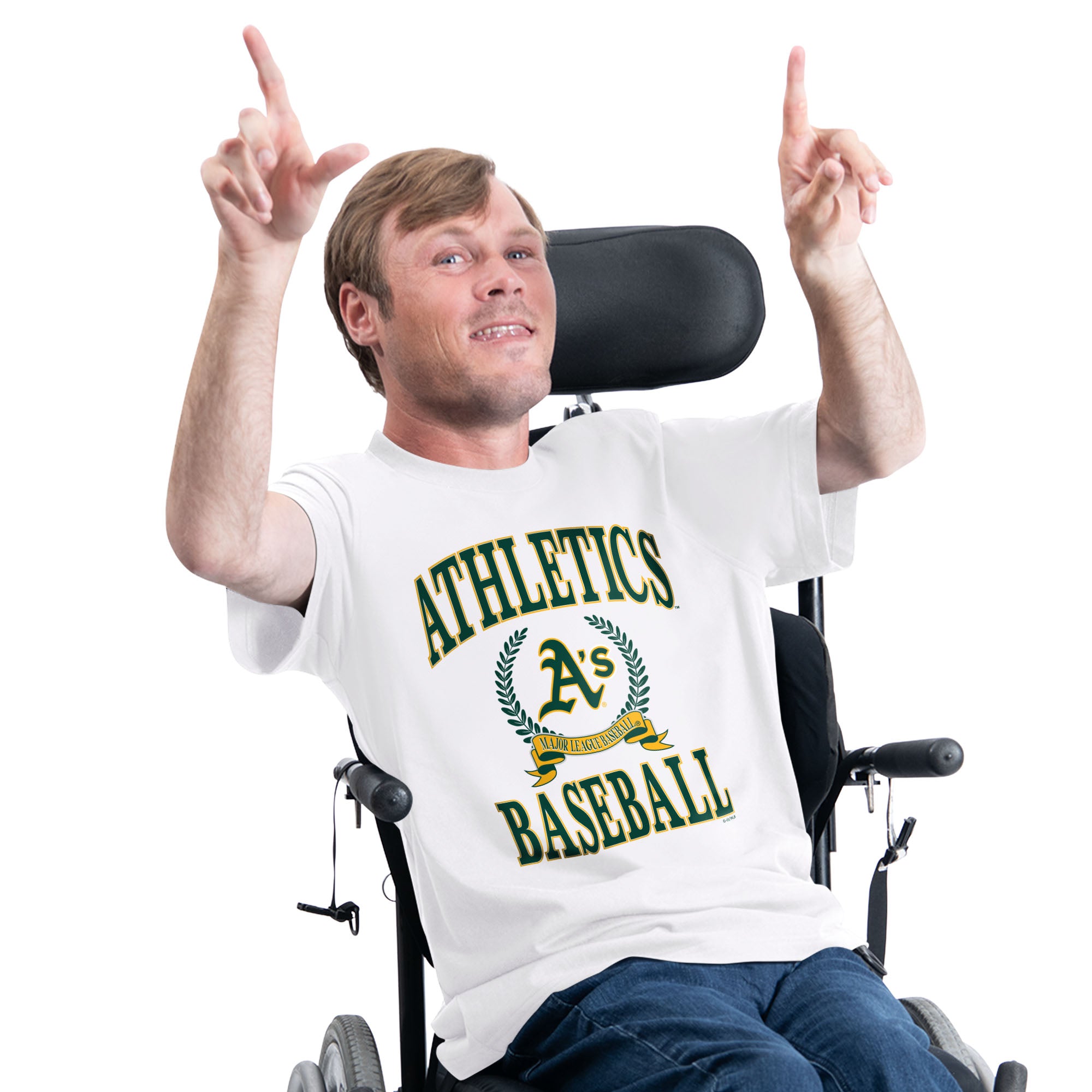 Men's Starter White Athletics Adaptive Team Laurel T-Shirt