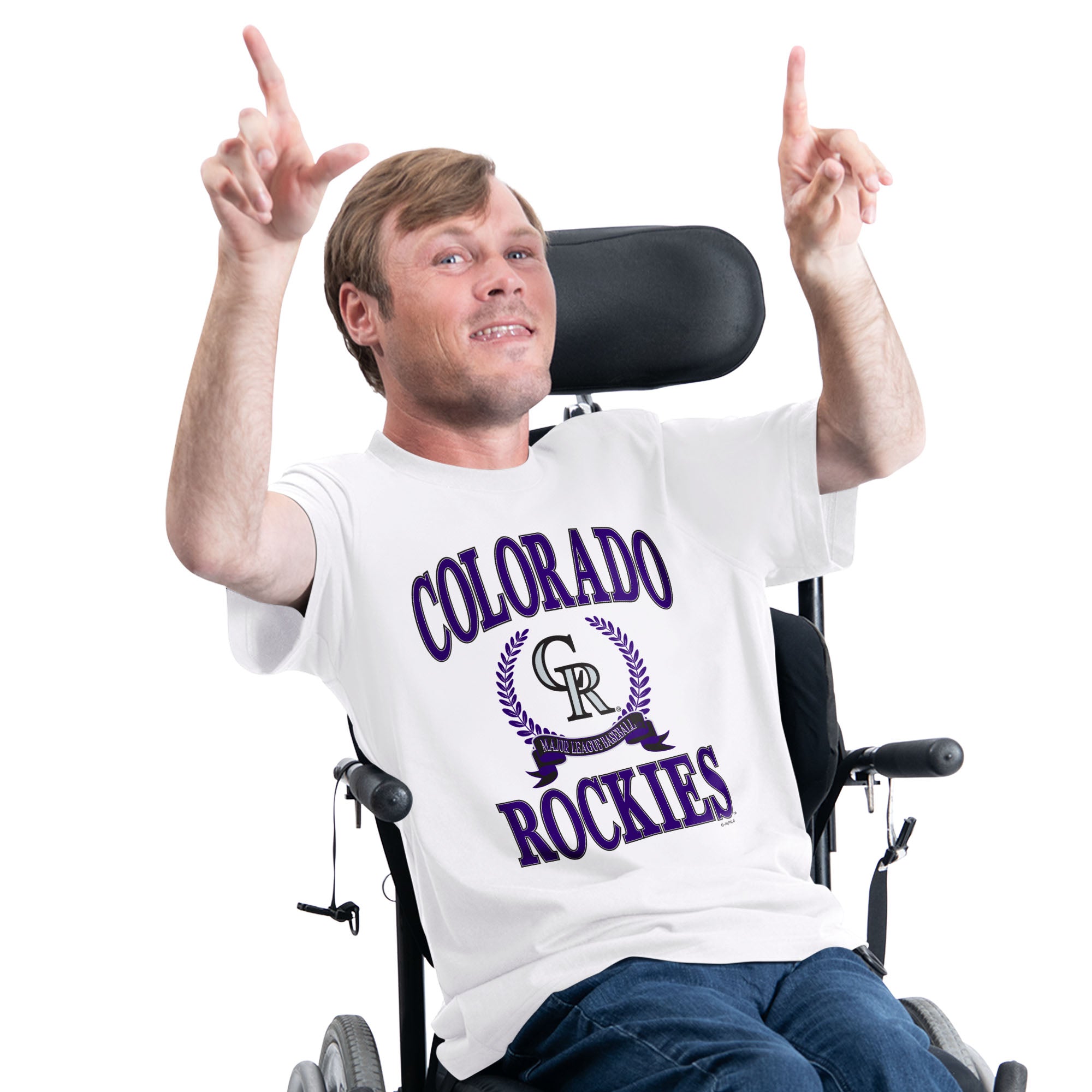 Men's Starter White Colorado Rockies Adaptive Team Laurel T-Shirt