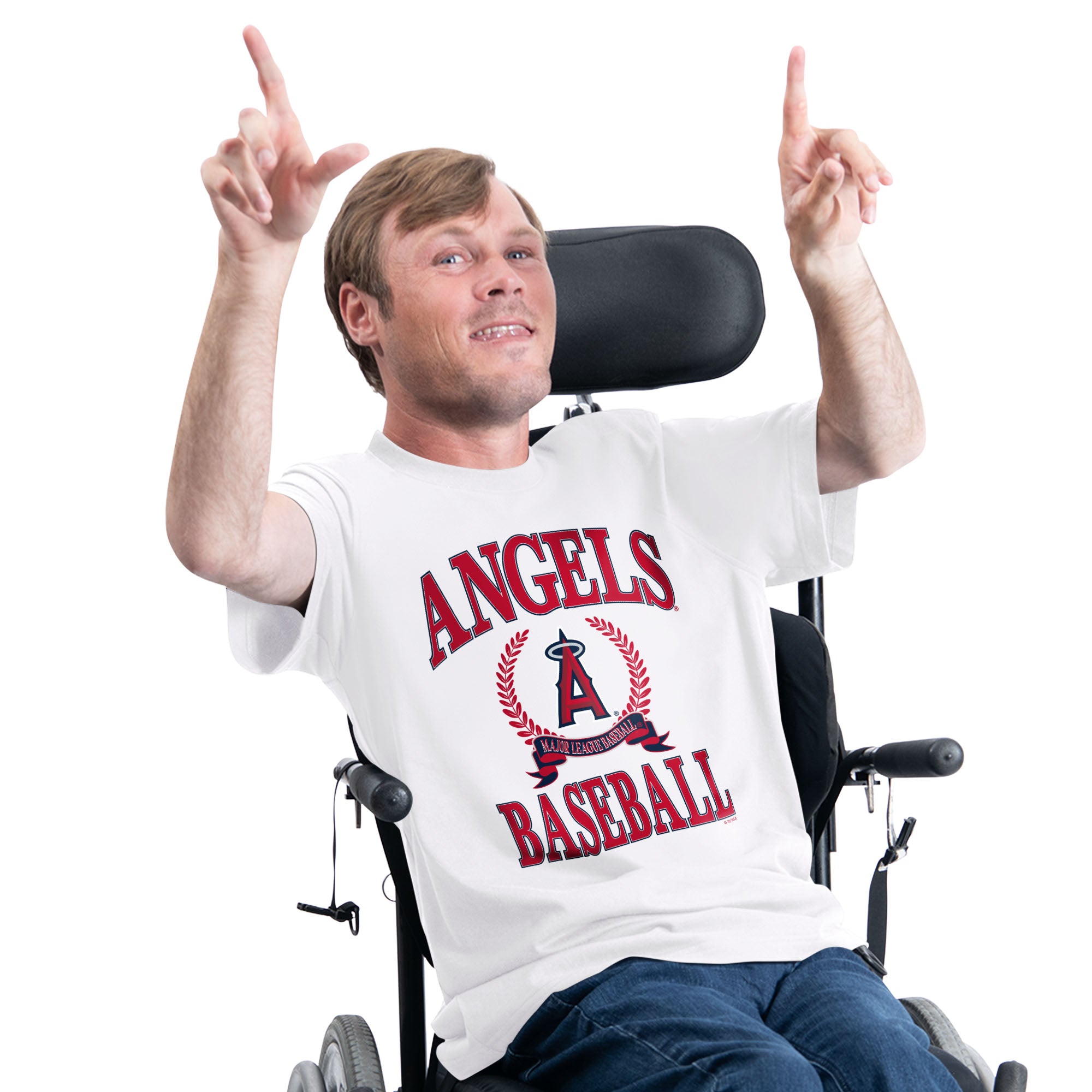 Men's Starter White Los Angeles Angels Adaptive Team Laurel T-Shirt