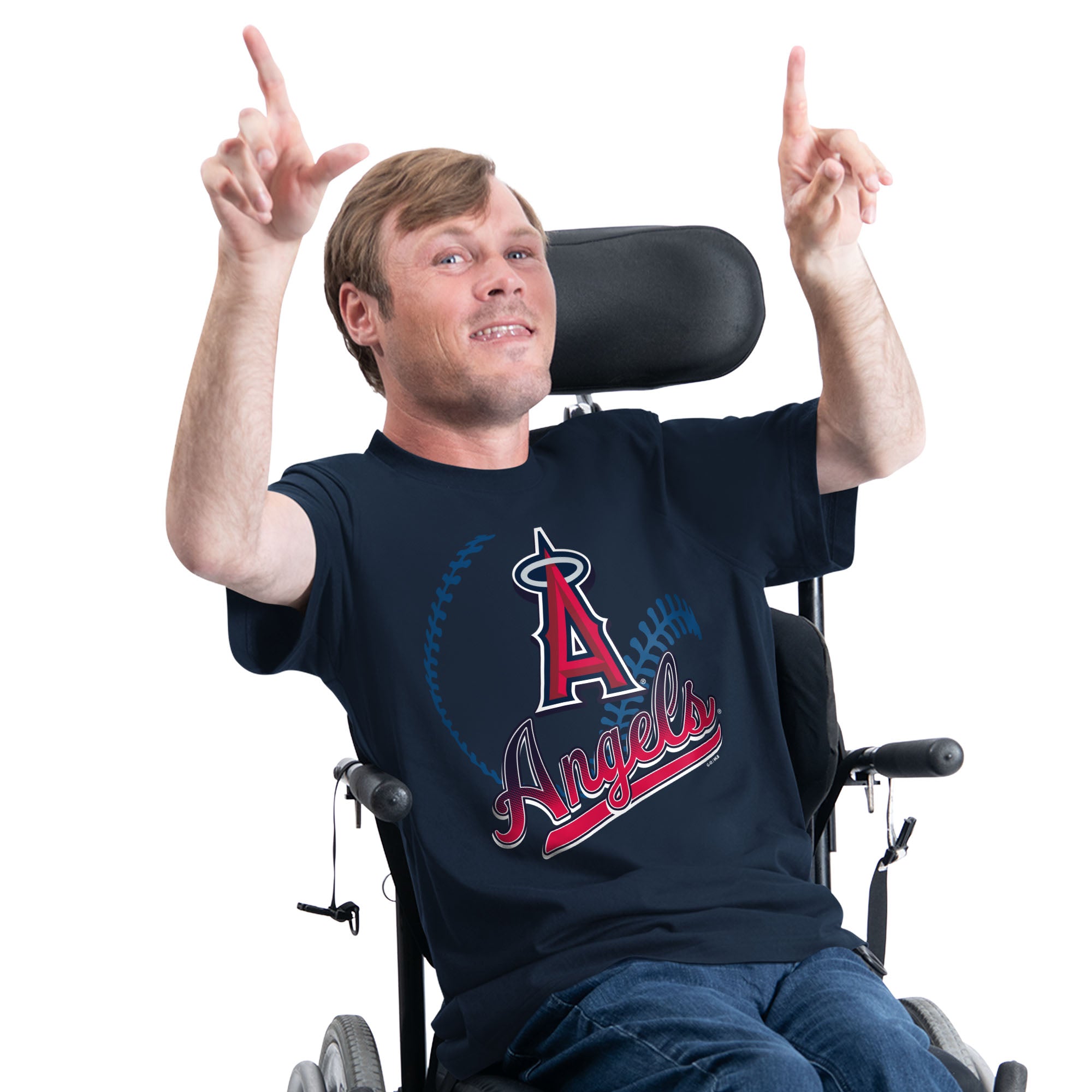 Men's Starter Navy Los Angeles Angels Adaptive Shadow Pitch T-Shirt