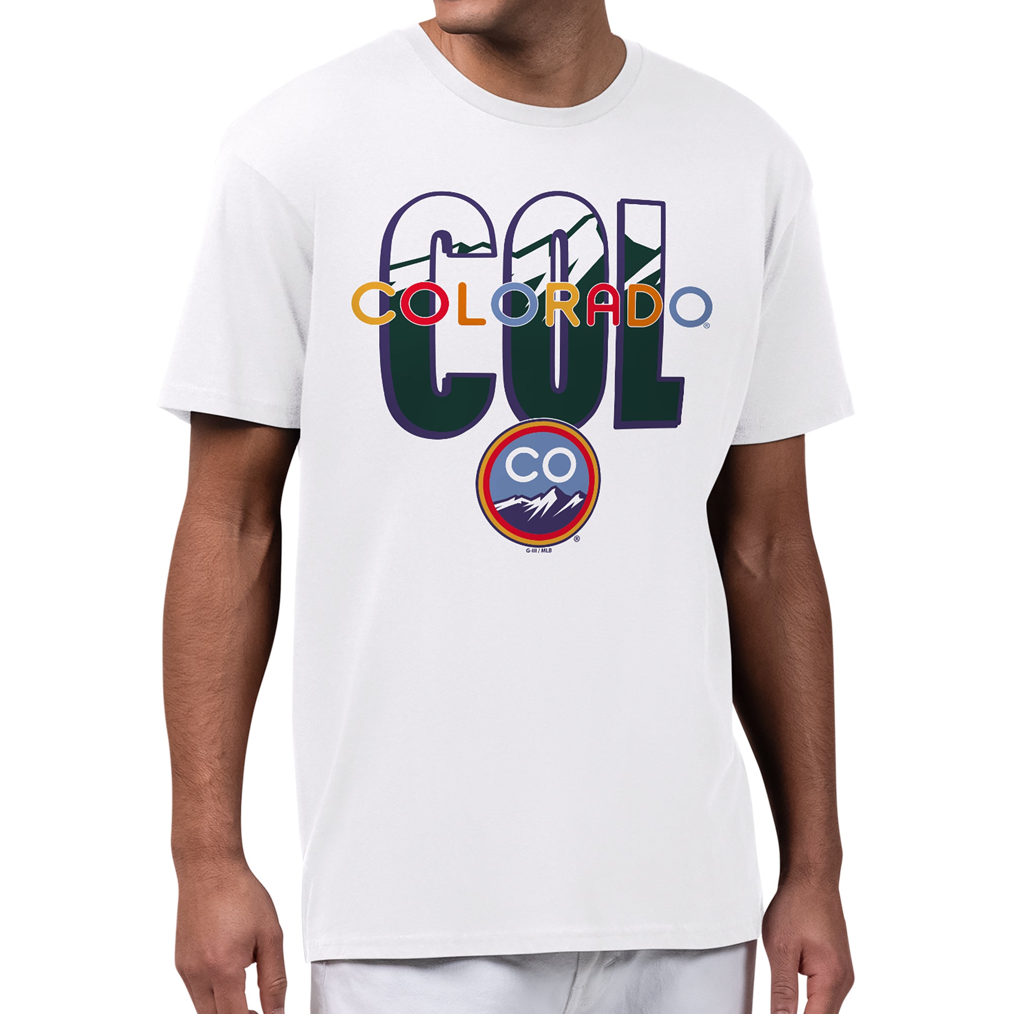 Men's Starter White Colorado Rockies City Connect Abbreviation T-Shirt