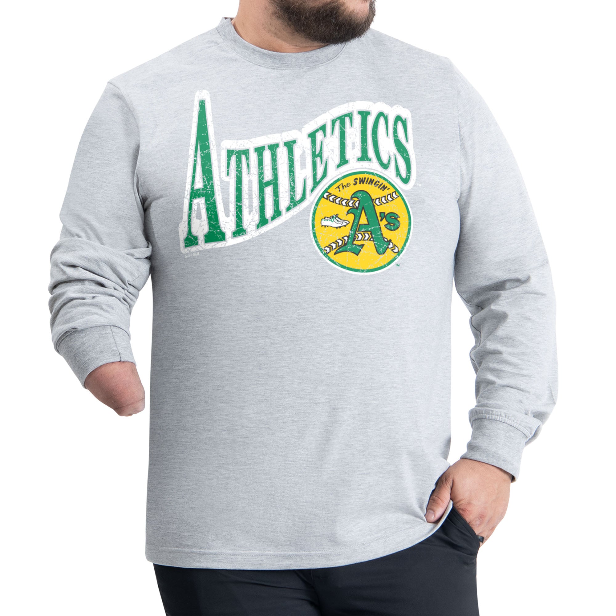 Men's Starter Gray Athletics Adaptive Twisted Team Long Sleeve T-Shirt