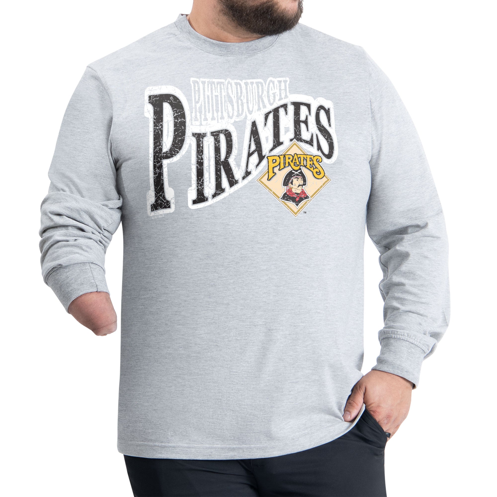 Men's Starter Gray Pittsburgh Pirates Adaptive Twisted Team Long Sleeve T-Shirt