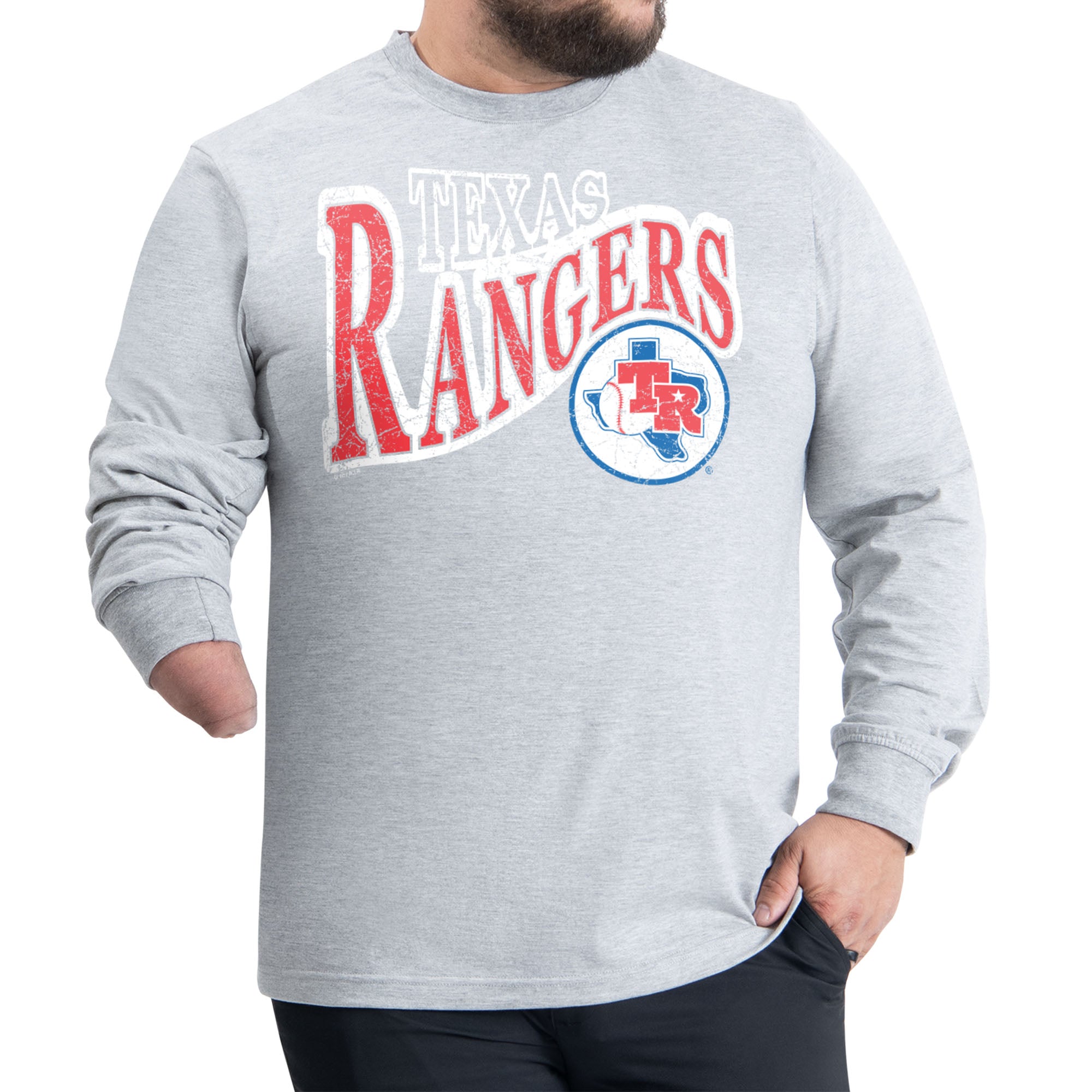 Men's Starter Gray Texas Rangers Adaptive Twisted Team Long Sleeve T-Shirt