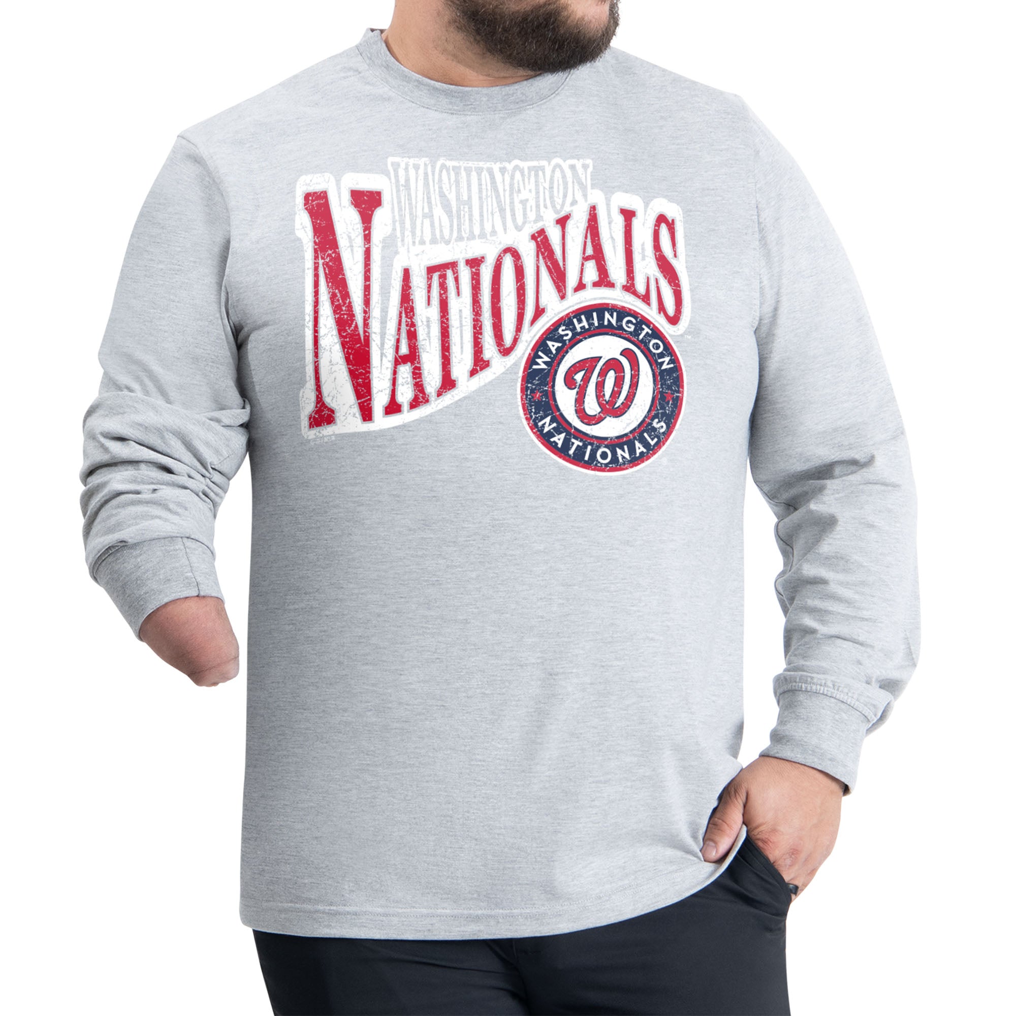 Men's Starter Gray Washington Nationals Adaptive Twisted Team Long Sleeve T-Shirt