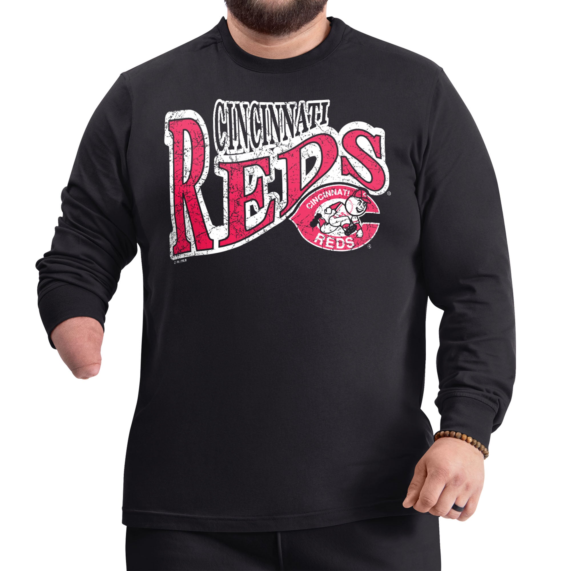 Men's Starter Black Cincinnati Reds Adaptive Twisted Team Long Sleeve T-Shirt
