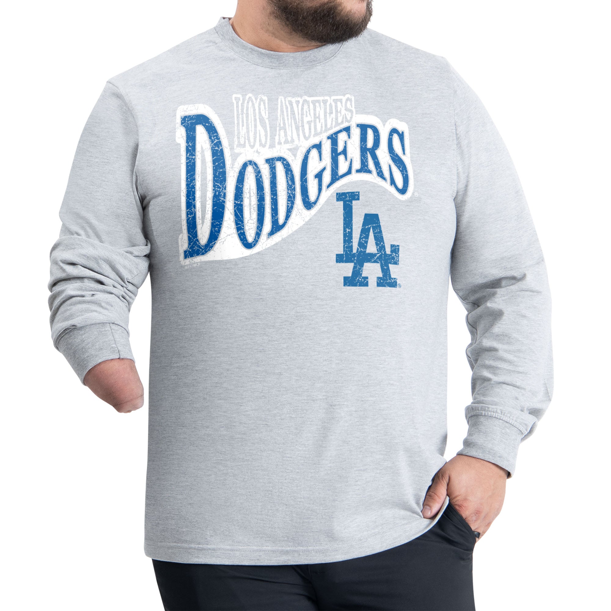 Men's Starter Gray Los Angeles Dodgers Adaptive Twisted Team Long Sleeve T-Shirt