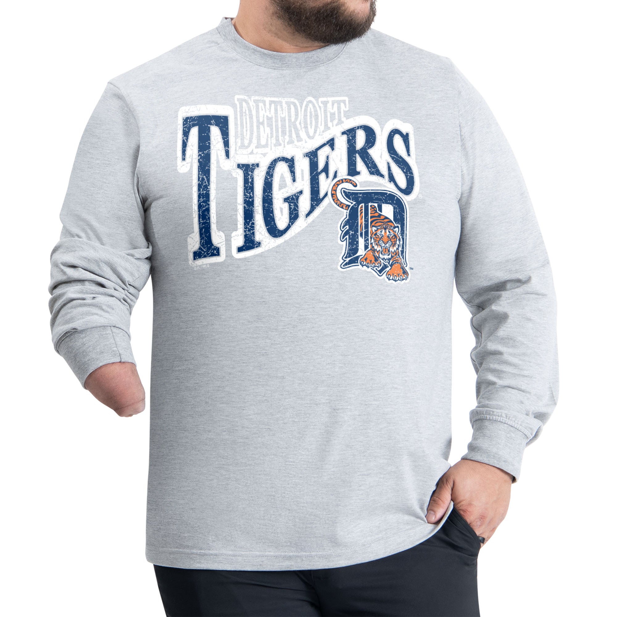 Men's Starter Gray Detroit Tigers Adaptive Twisted Team Long Sleeve T-Shirt