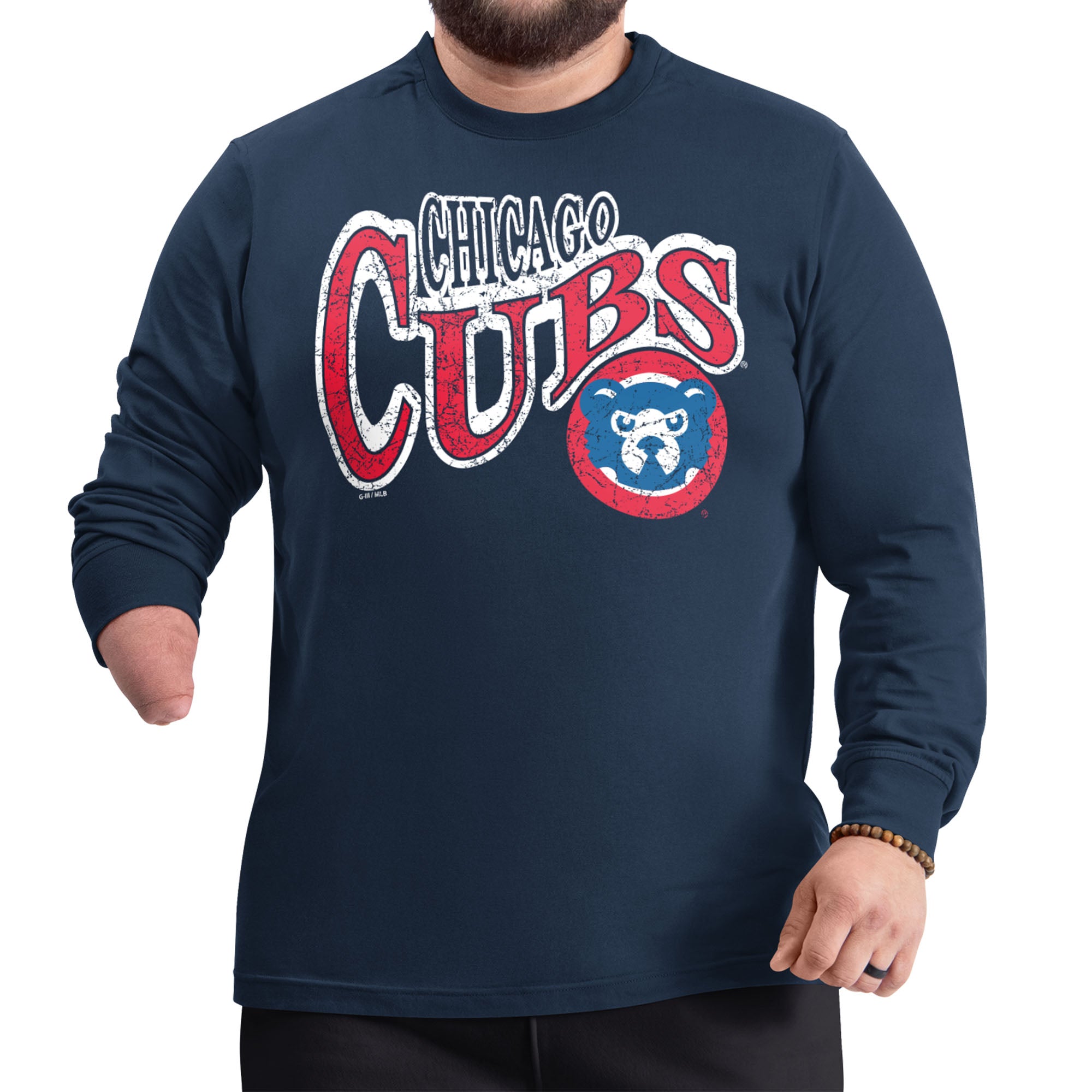 Men's Starter Navy Chicago Cubs Adaptive Twisted Team Long Sleeve T-Shirt