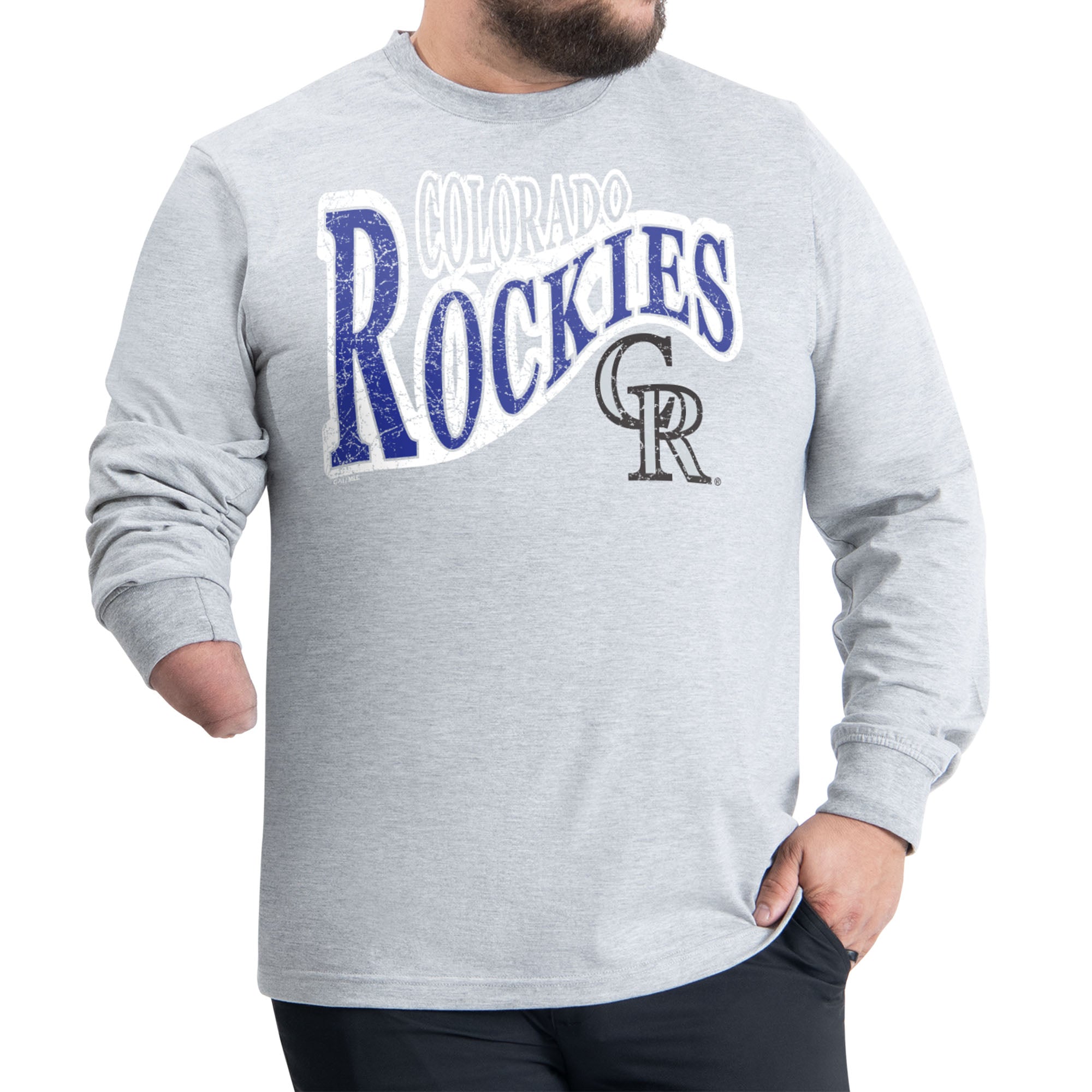 Men's Starter Gray Colorado Rockies Adaptive Twisted Team Long Sleeve T-Shirt