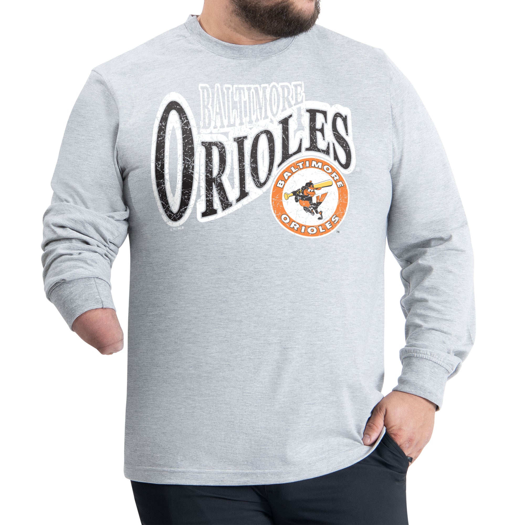 Men's Starter Gray Baltimore Orioles Adaptive Twisted Team Long Sleeve T-Shirt