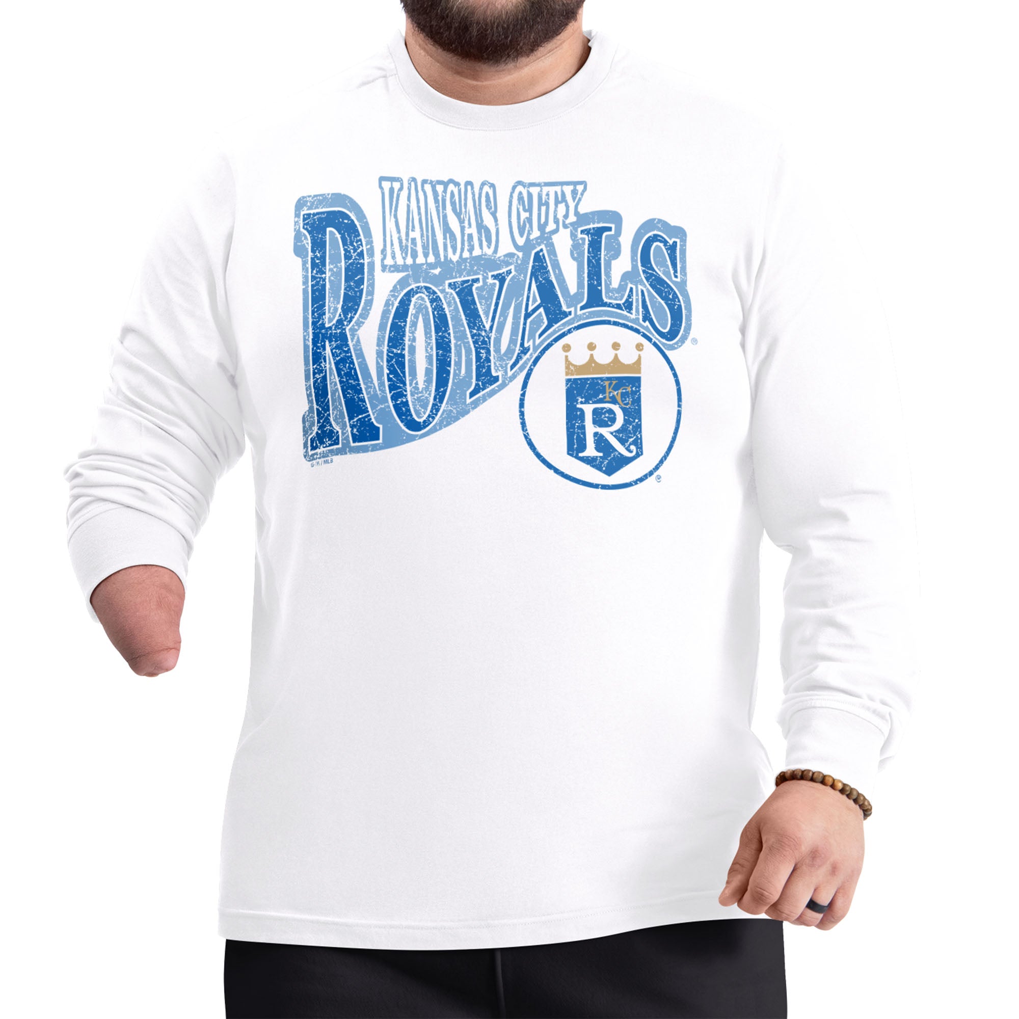 Men's Starter White Kansas City Royals Adaptive Twisted Team Long Sleeve T-Shirt