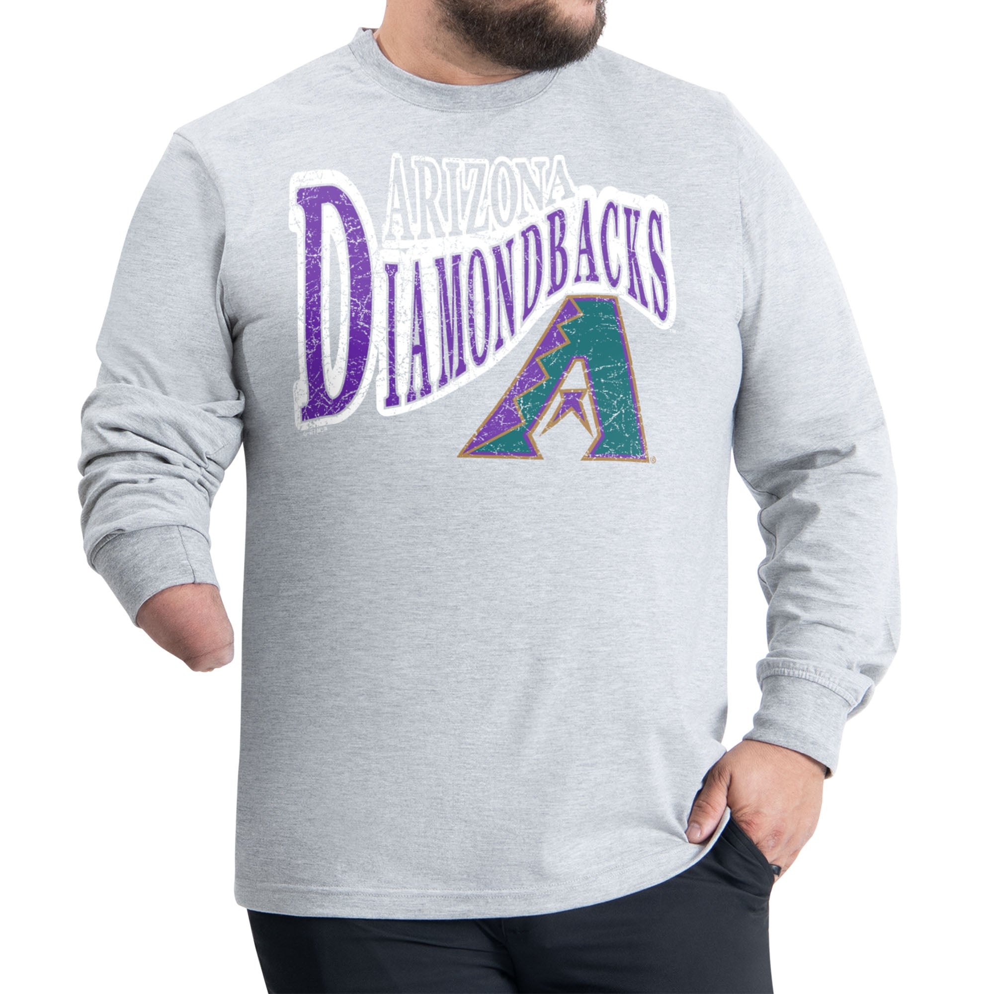Men's Starter Gray Arizona Diamondbacks Adaptive Twisted Team Long Sleeve T-Shirt