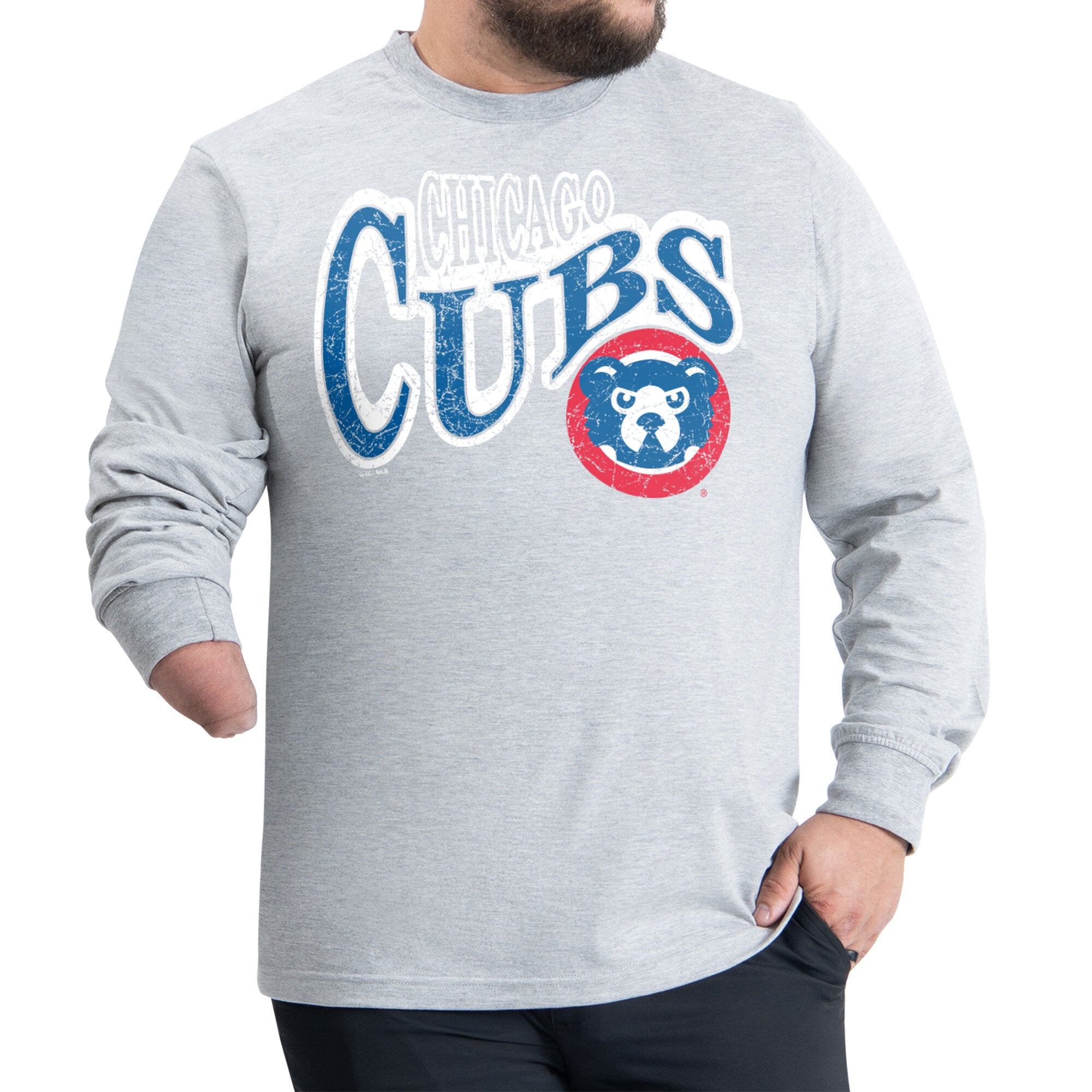 Men's Starter Gray Chicago Cubs Adaptive Twisted Team Long Sleeve T-Shirt