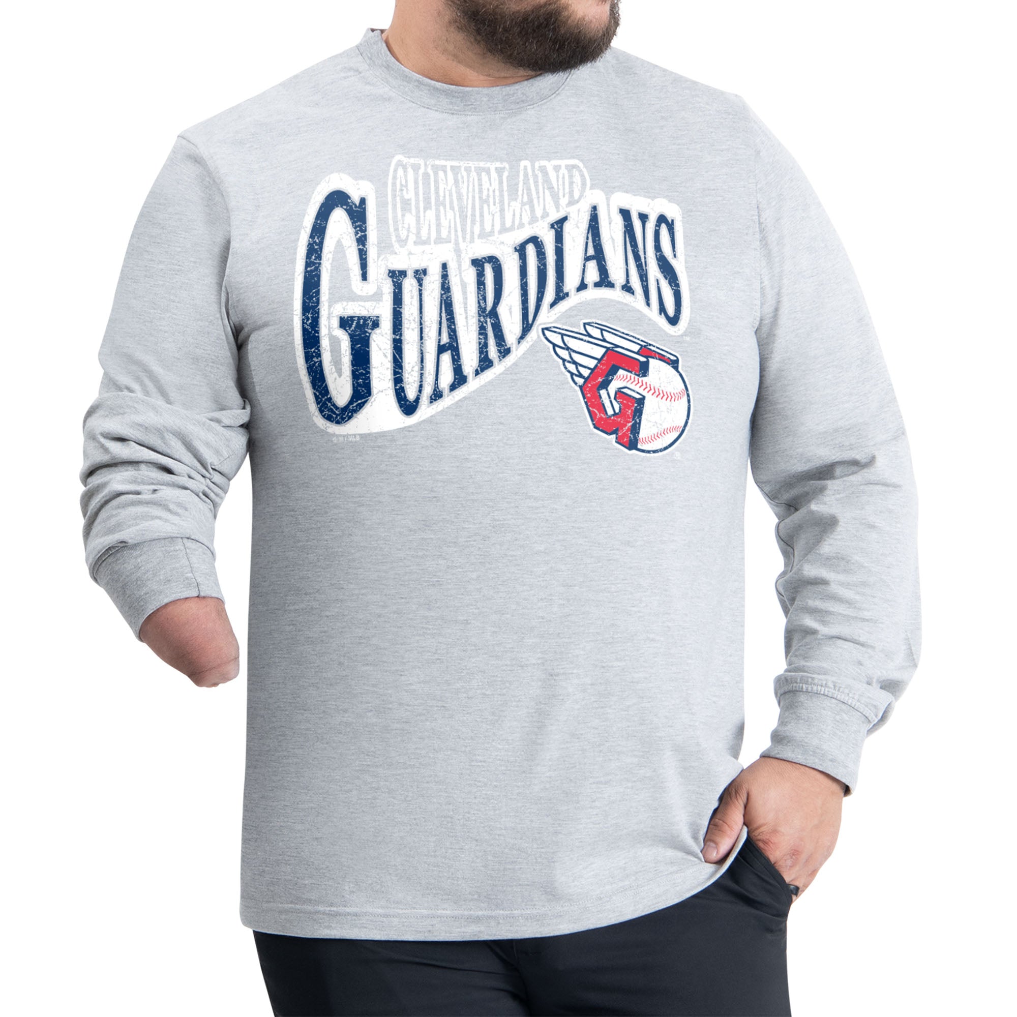 Men's Starter Gray Cleveland Guardians Adaptive Twisted Team Long Sleeve T-Shirt